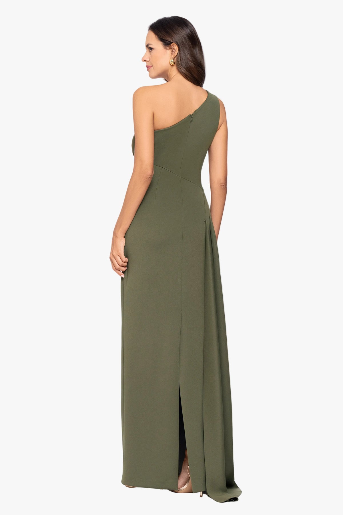 "Edith" Techno Scuba One Shoulder Ruched Dress