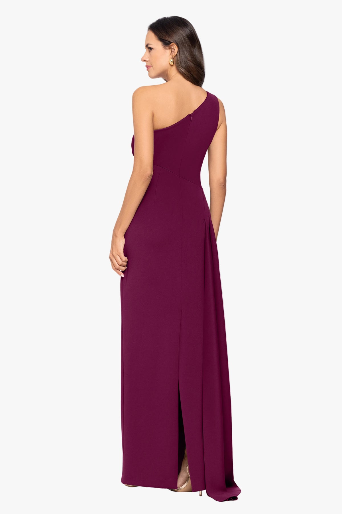 "Edith" Techno Scuba One Shoulder Ruched Dress