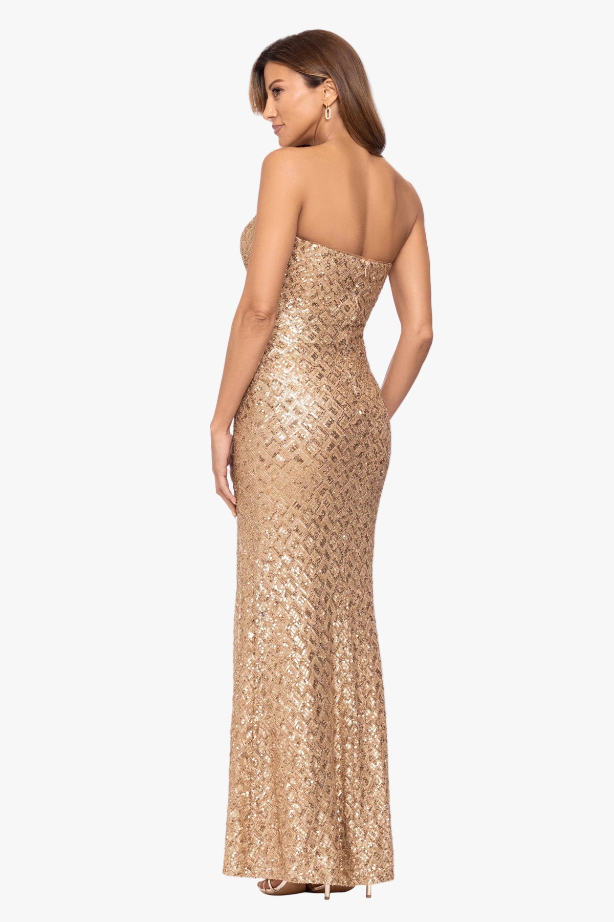"Gabriella" Sequin Strapless Asymmetrical Dress