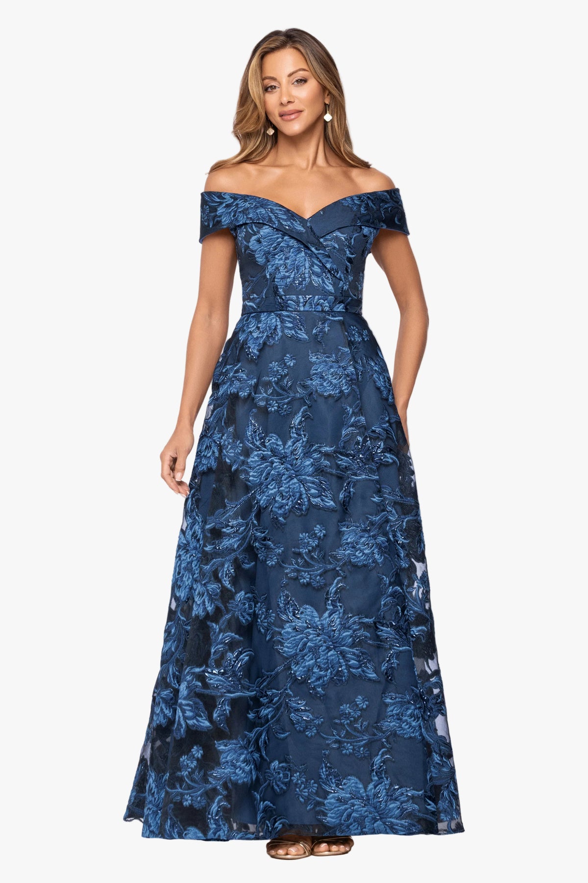 "Astrid" Organza Brocade Off Shoulder Dress