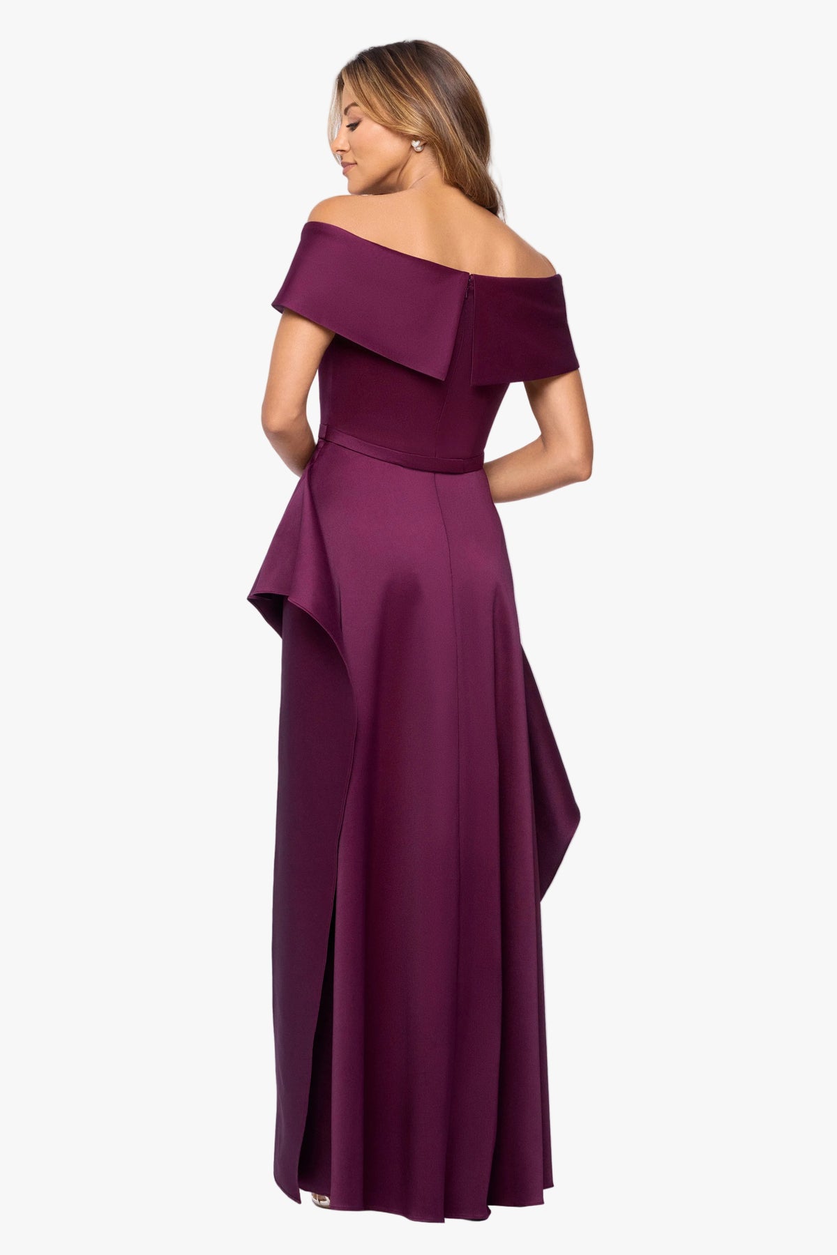 "Jennifer" Stretch Mikado Off Shoulder Underskirt Dress