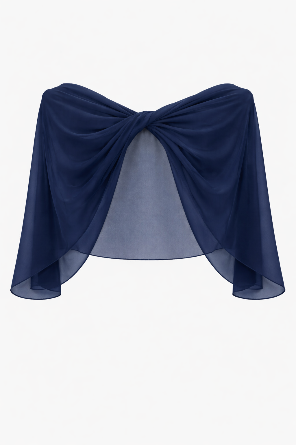 Navy “Nikita” Chiffon Twist Shawl Wrap, product-only front view