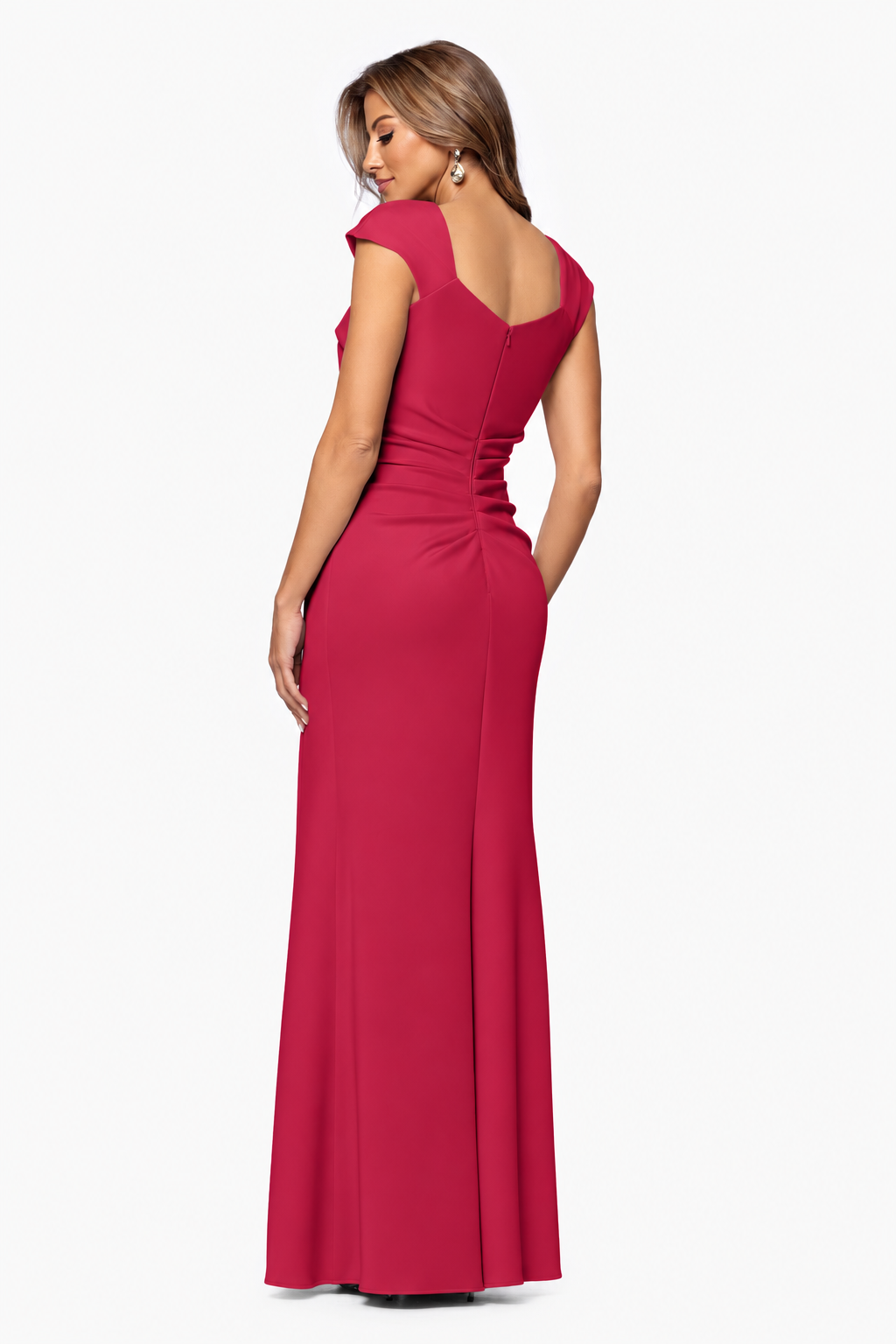 Petite "Lenore" Techno Scuba Asymmetrical Neckline Dress