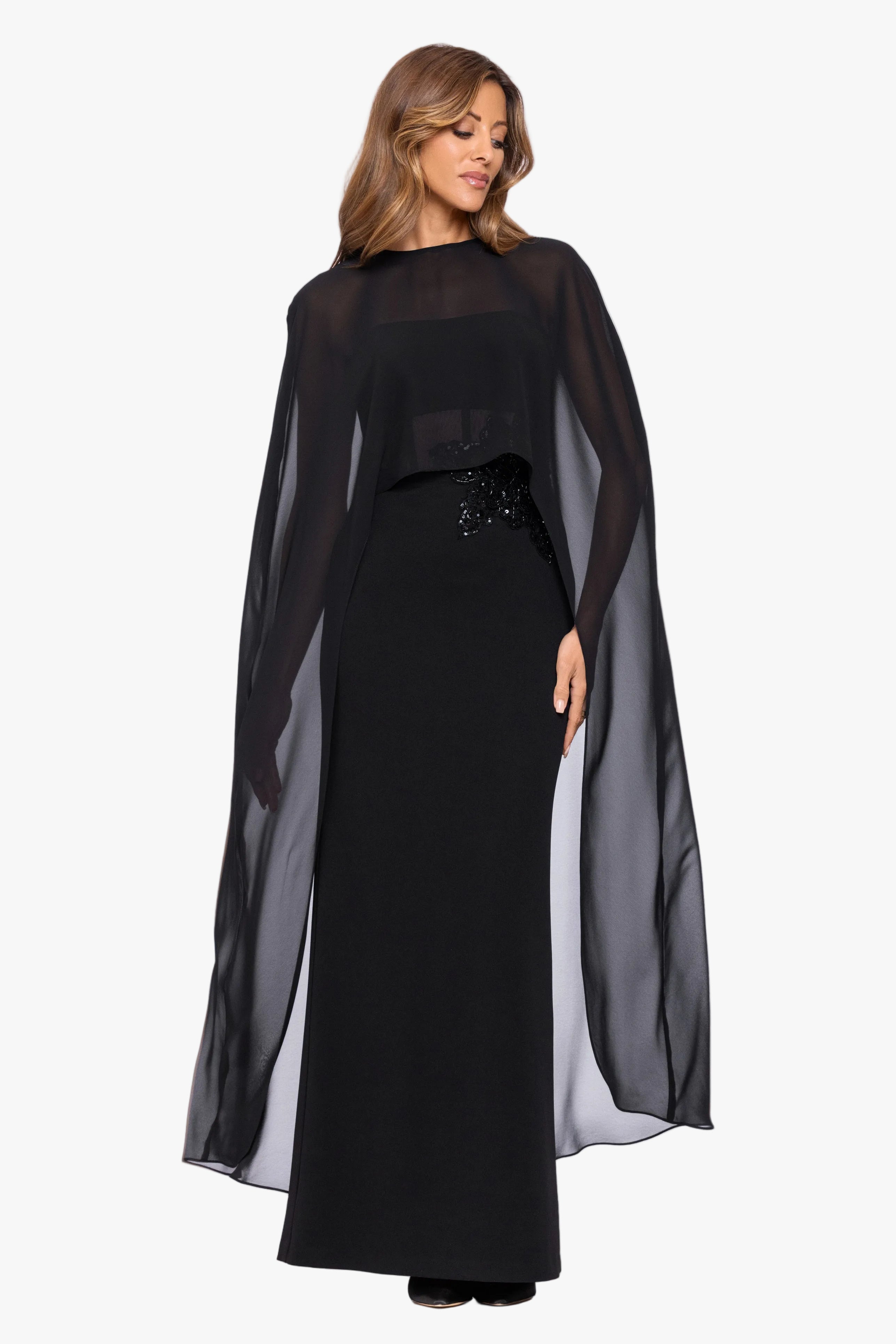 "Lee" Souffle Chiffon Long Cape