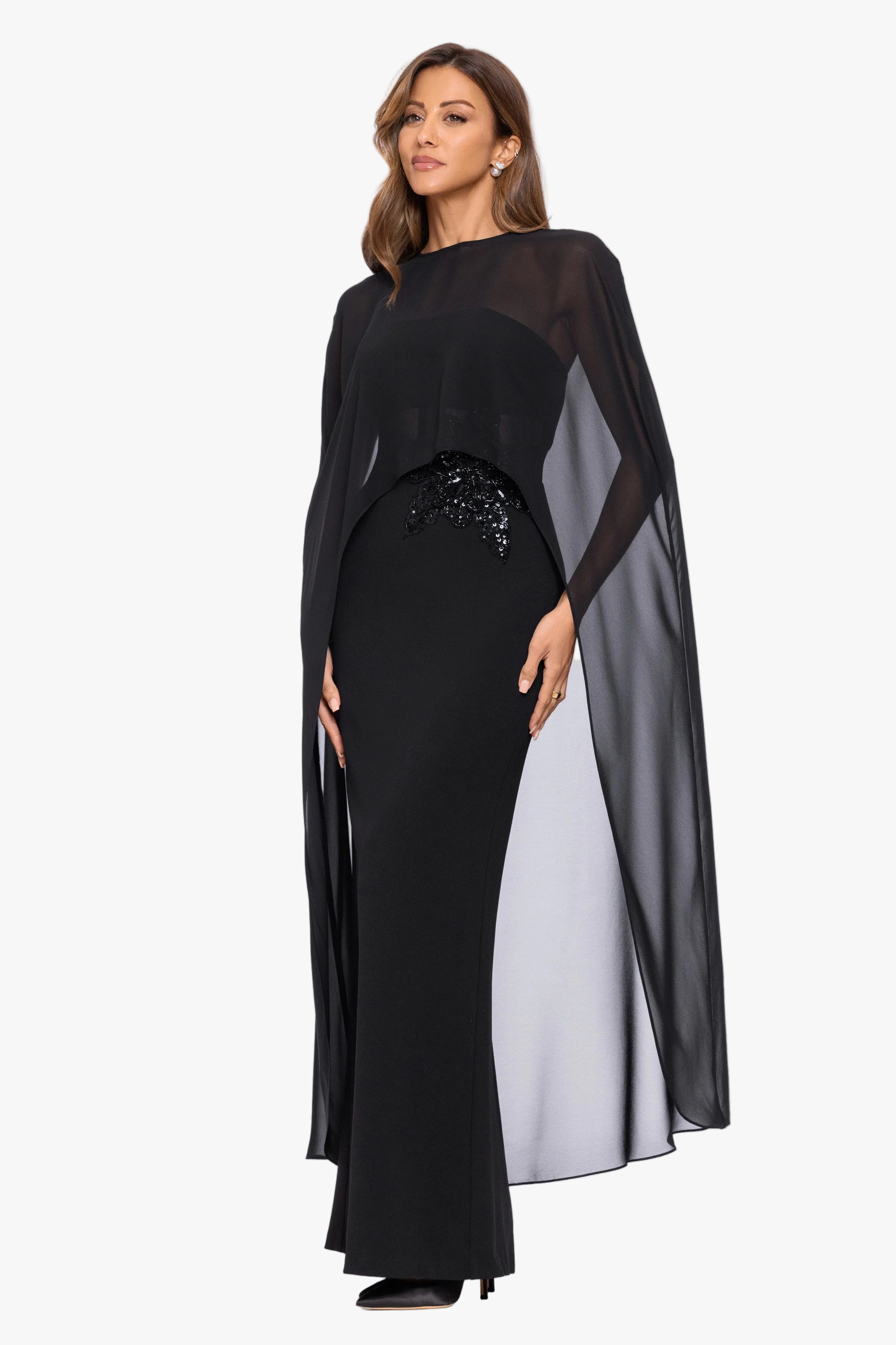 "Lee" Souffle Chiffon Long Cape