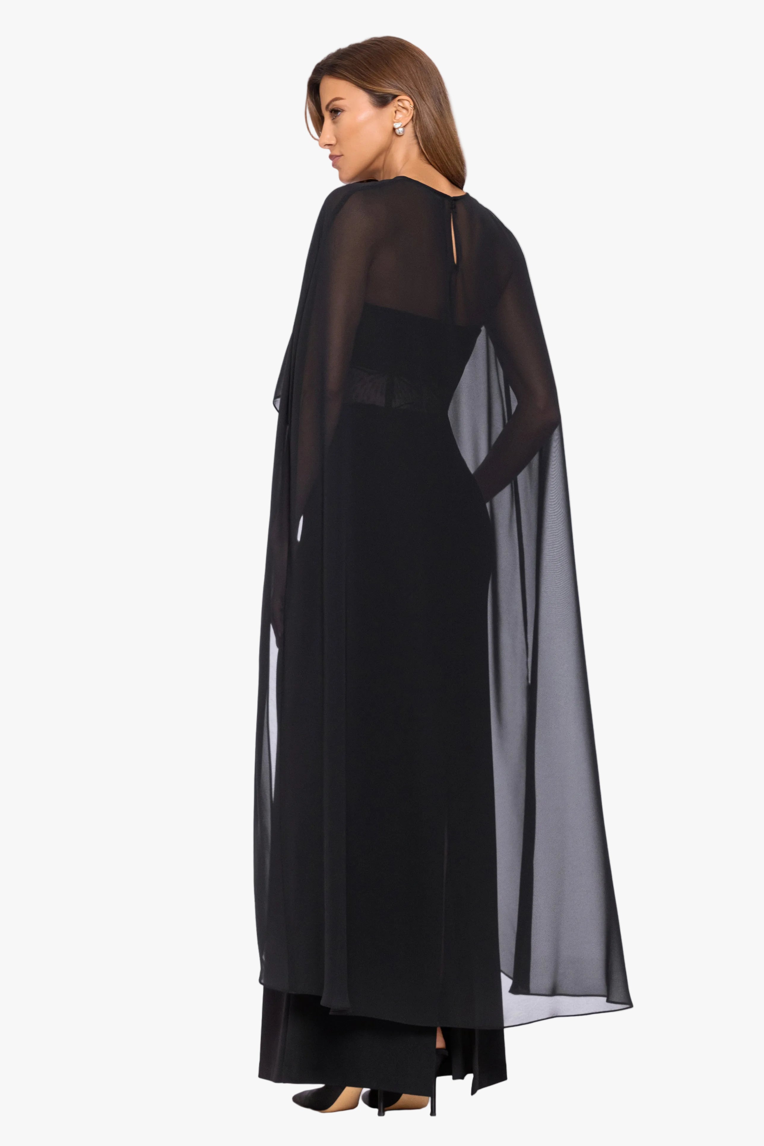 "Lee" Souffle Chiffon Long Cape