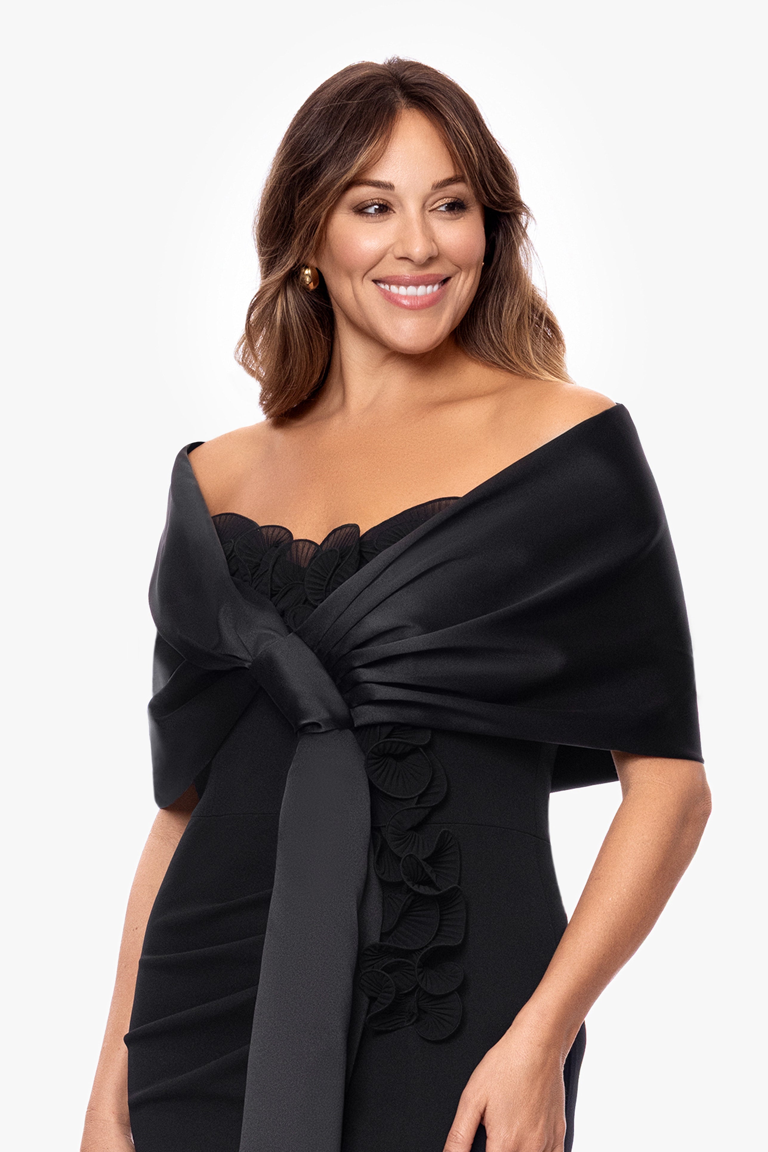 Plus "Miranda" Satin Pull Through Shawl Wrap