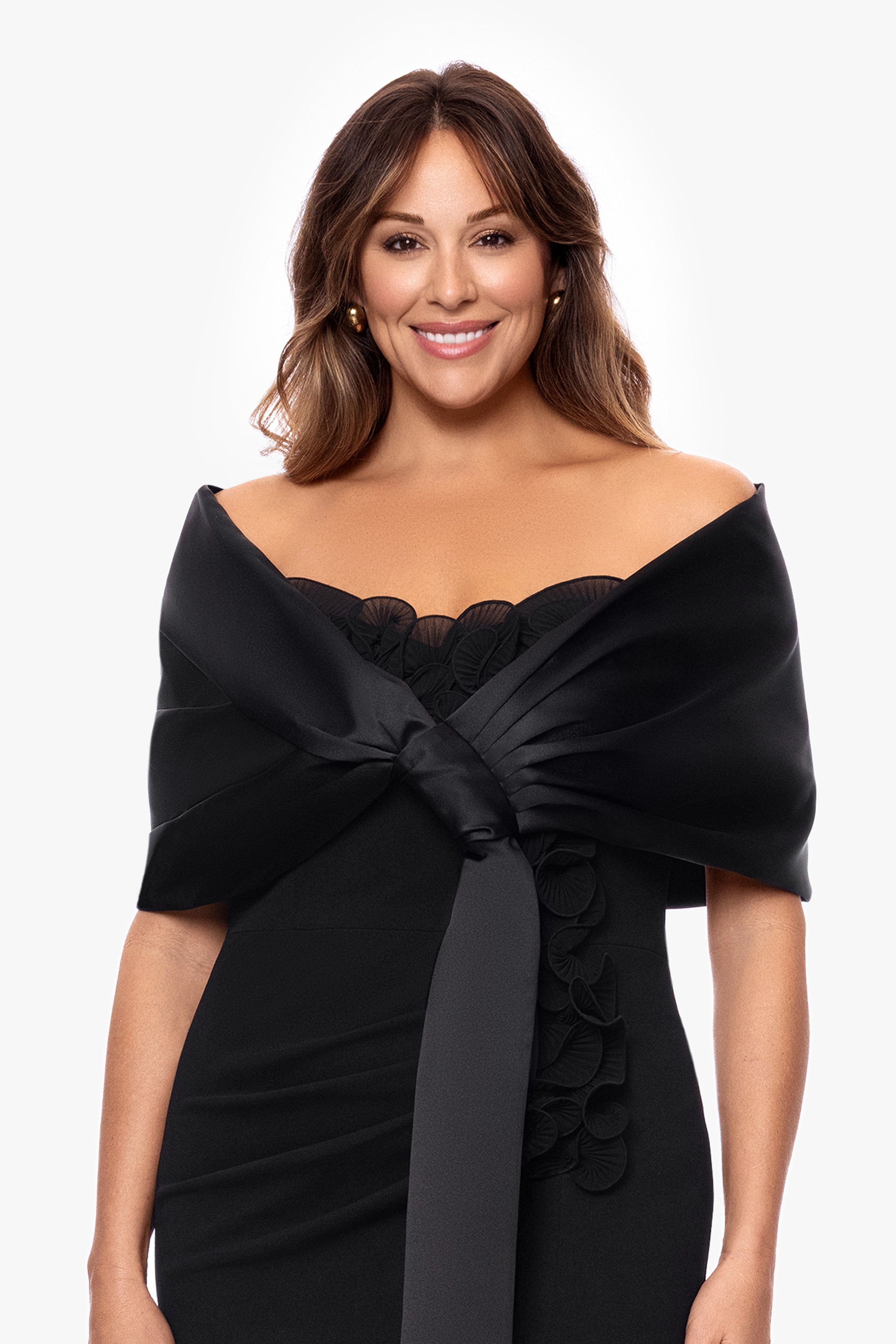 Plus "Miranda" Satin Pull Through Shawl Wrap