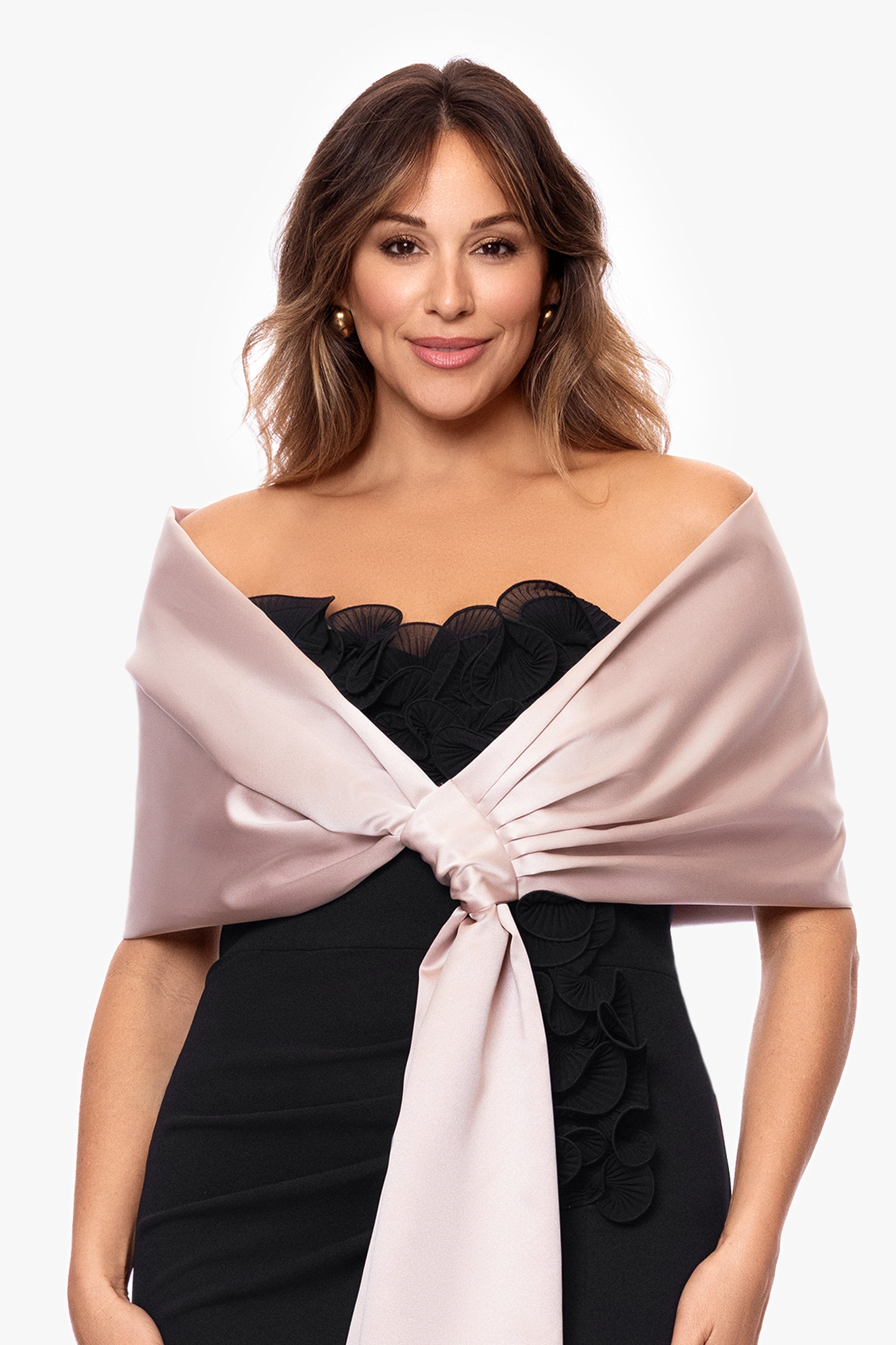 Plus "Miranda" Satin Pull Through Shawl Wrap