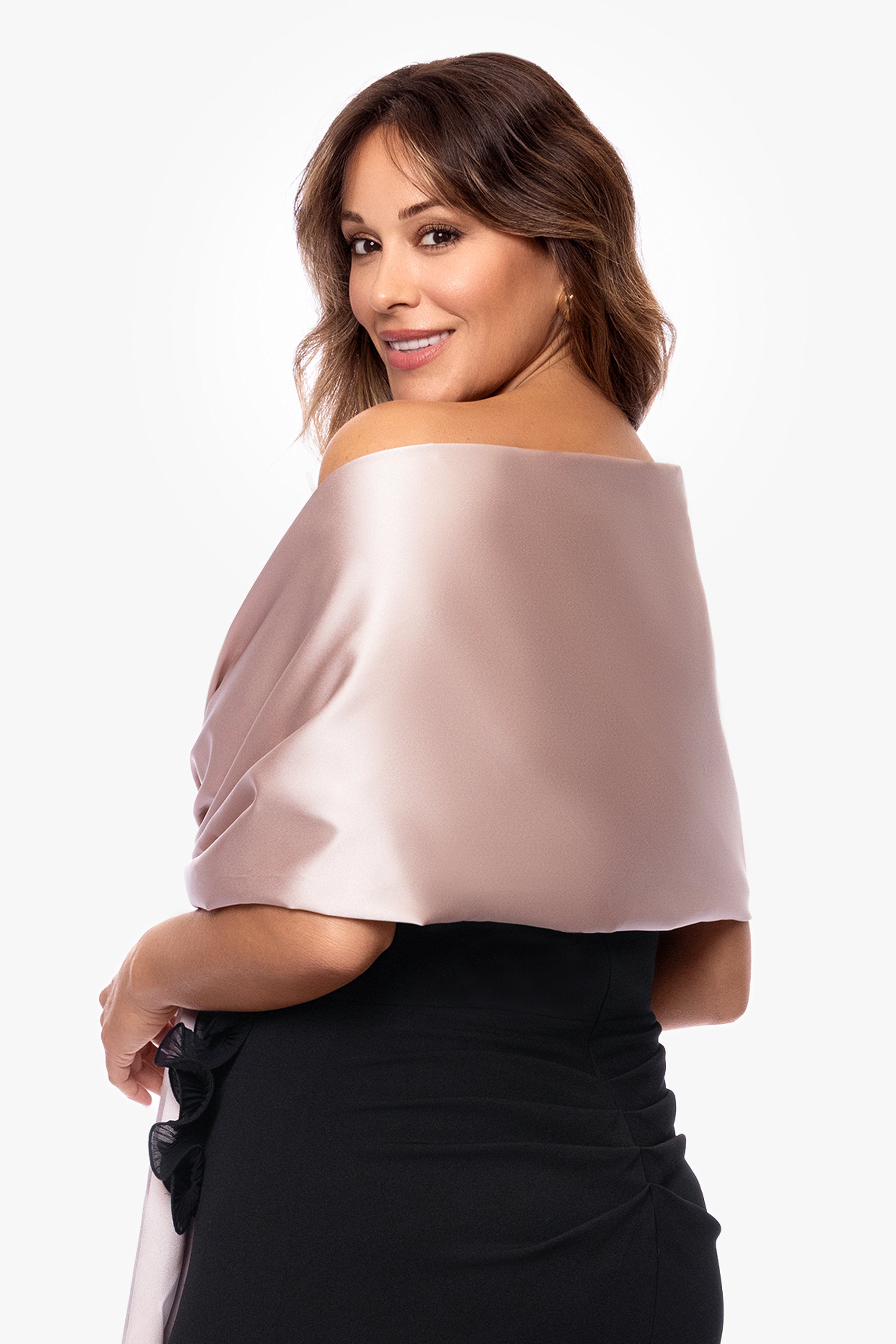 Plus "Miranda" Satin Pull Through Shawl Wrap