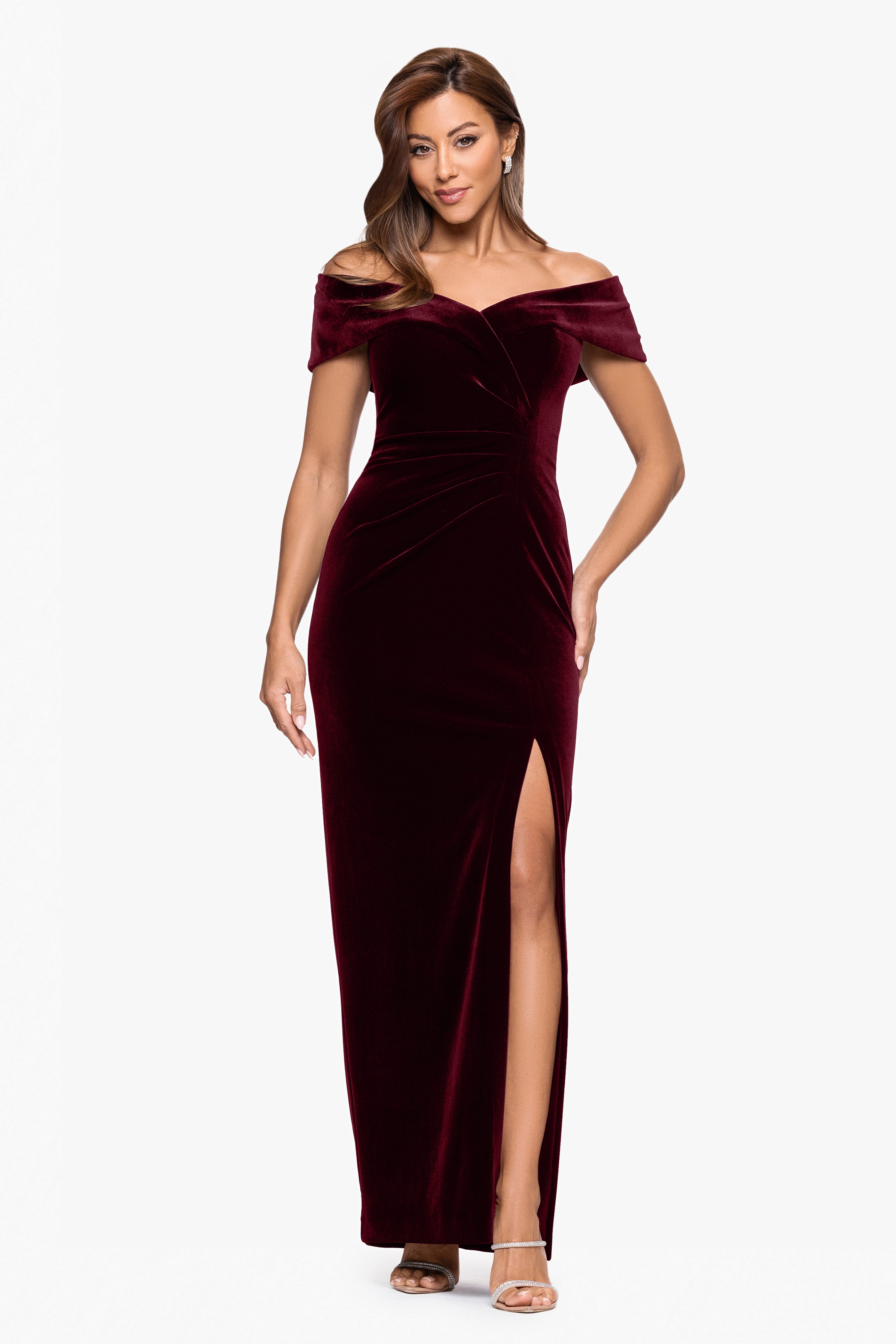 "Charmaine" Velvet Off The Shoulder Gown