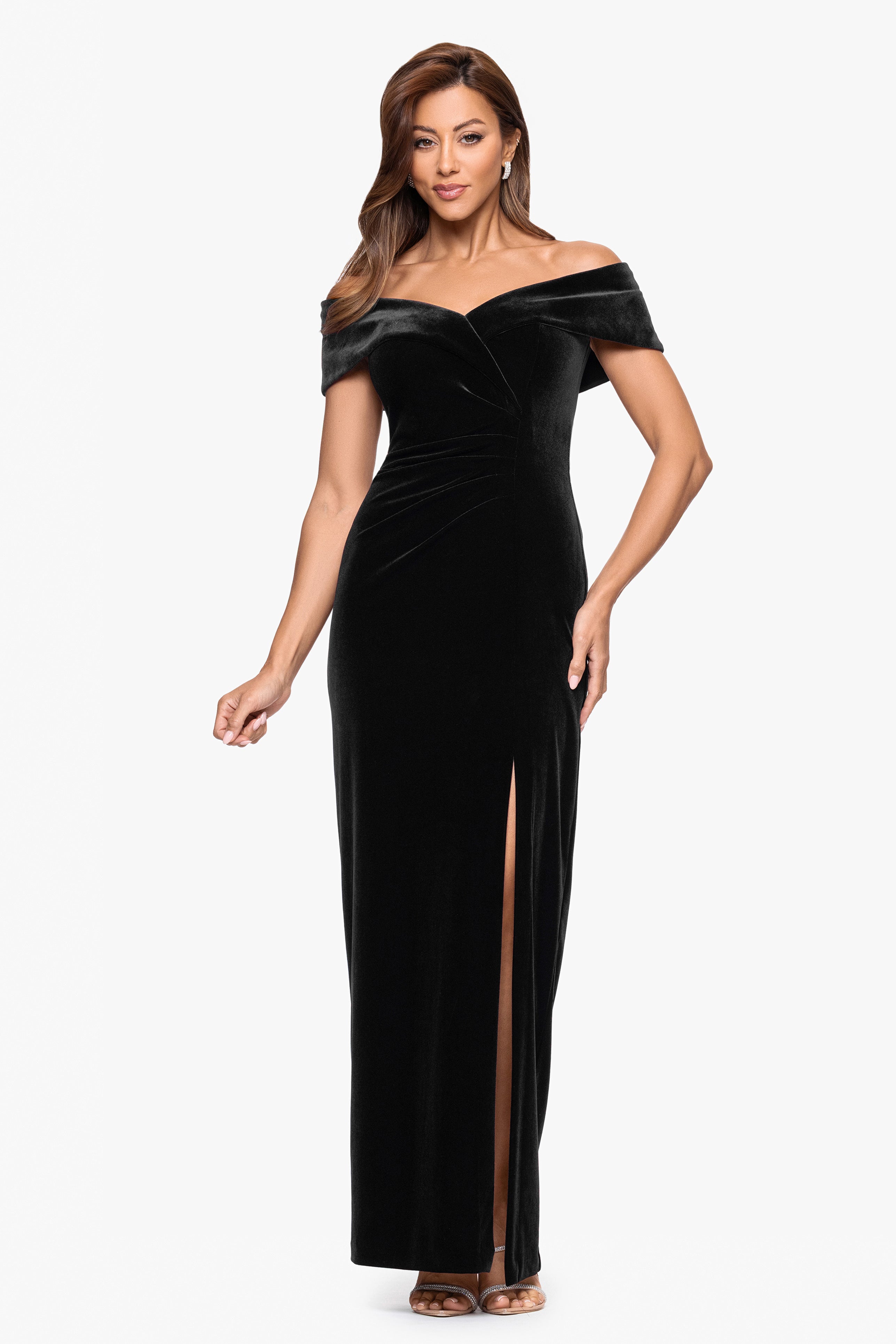 "Charmaine" Velvet Off The Shoulder Gown