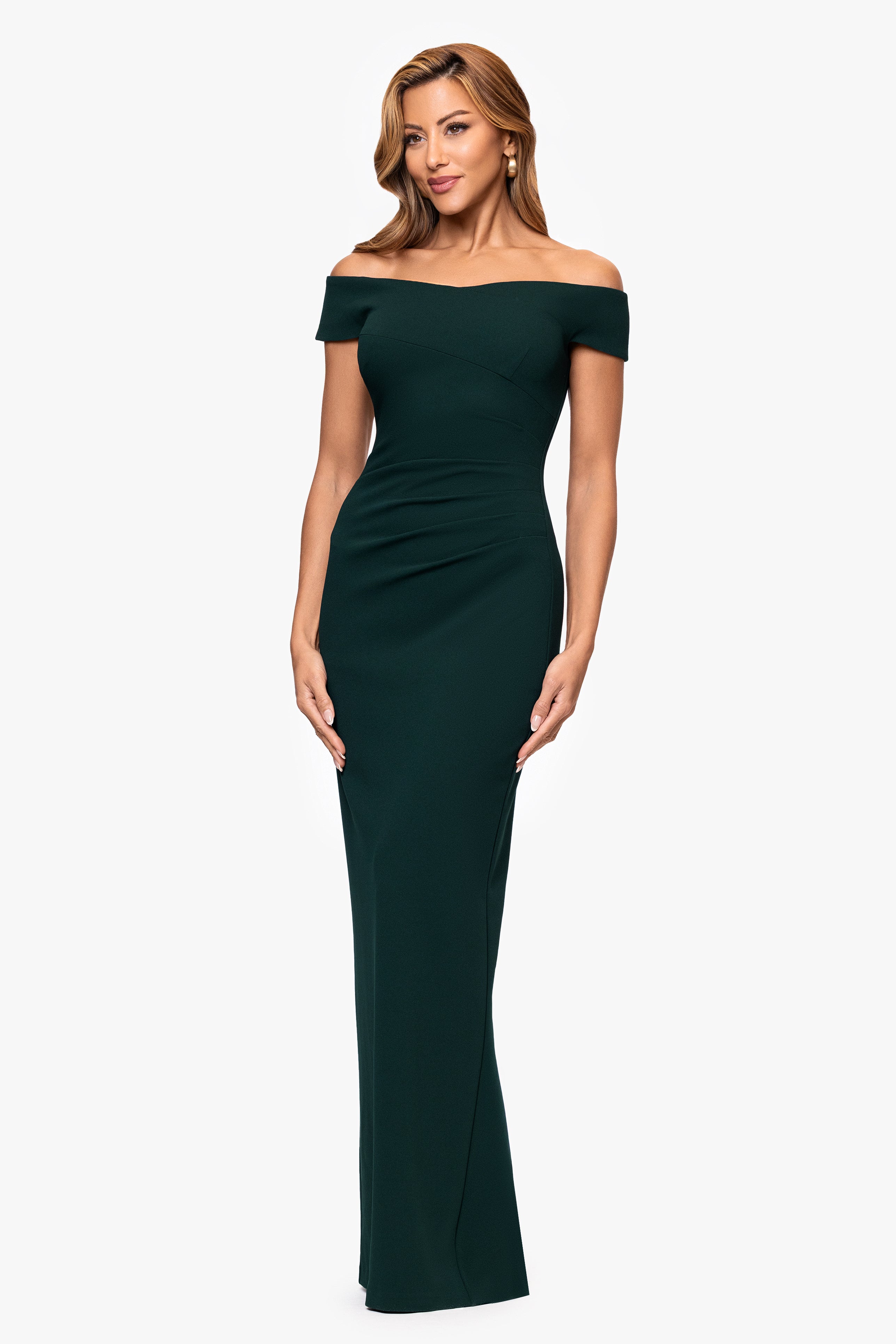 "Ophelia" Scuba Crepe Off Shoulder Dress