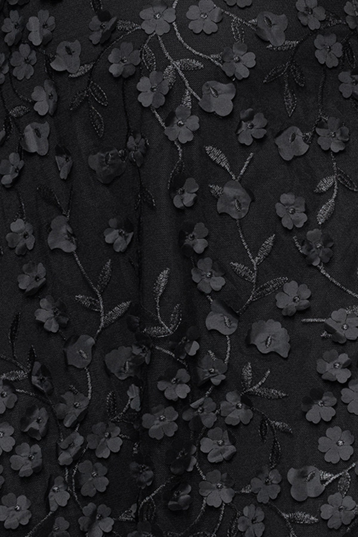 Plus "Aurora" V - Neck Long Sleeve Raised Flower Slit Dress