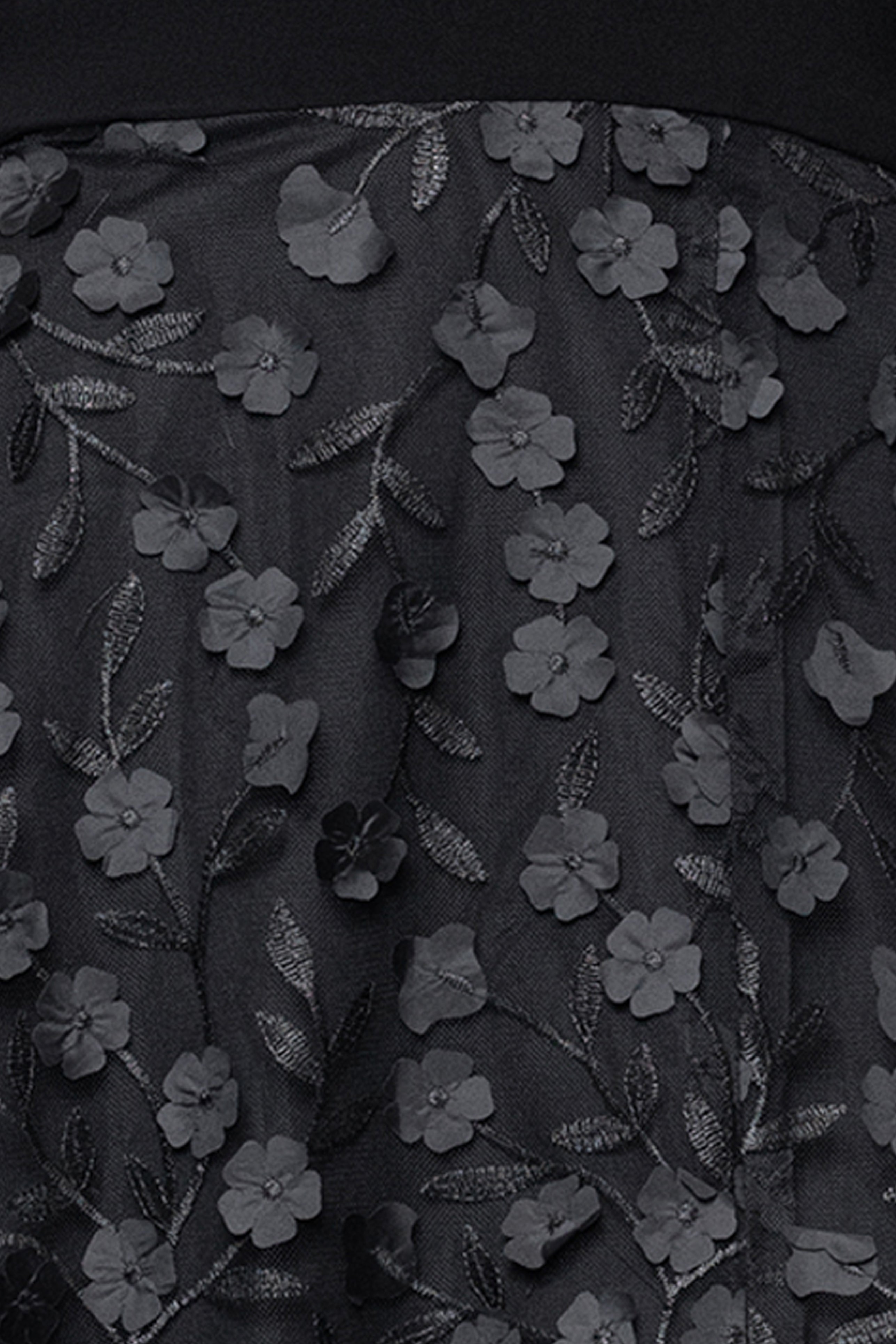 "Aurora" V - Neck Long Sleeve Raised Flower Slit Dress