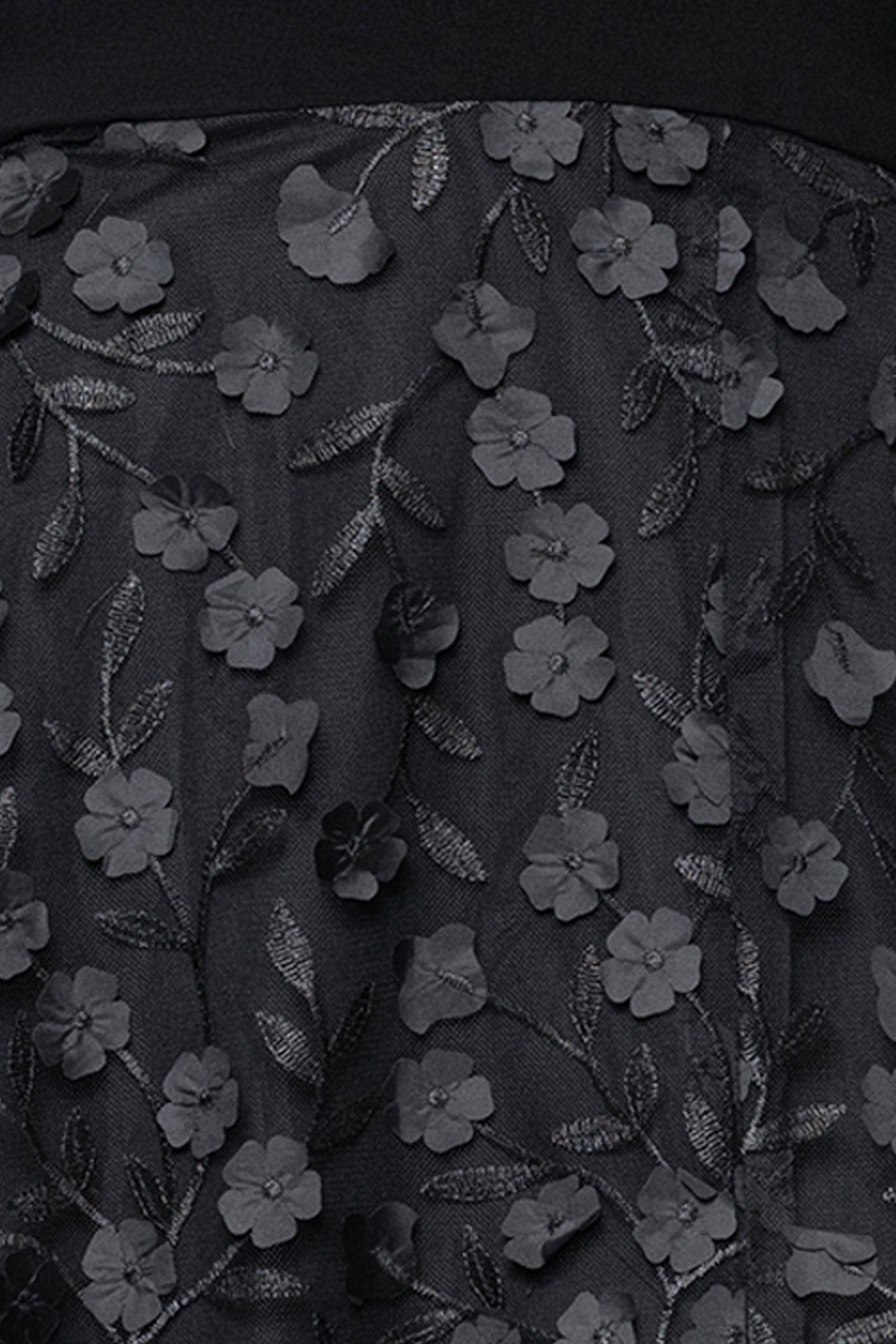 "Aurora" V-Neck Long Sleeve Raised Flower Slit Dress