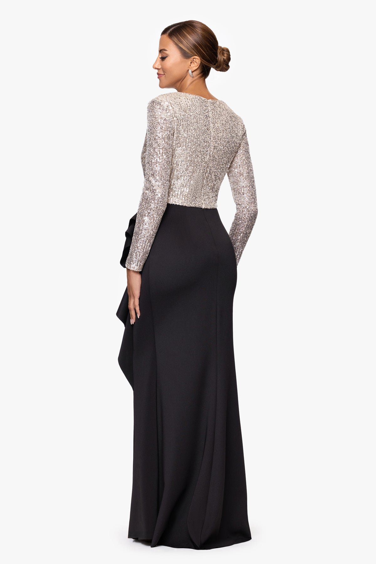 "Tabitha" Sequin Top & Techno Scuba Skirt Long Sleeve Dress