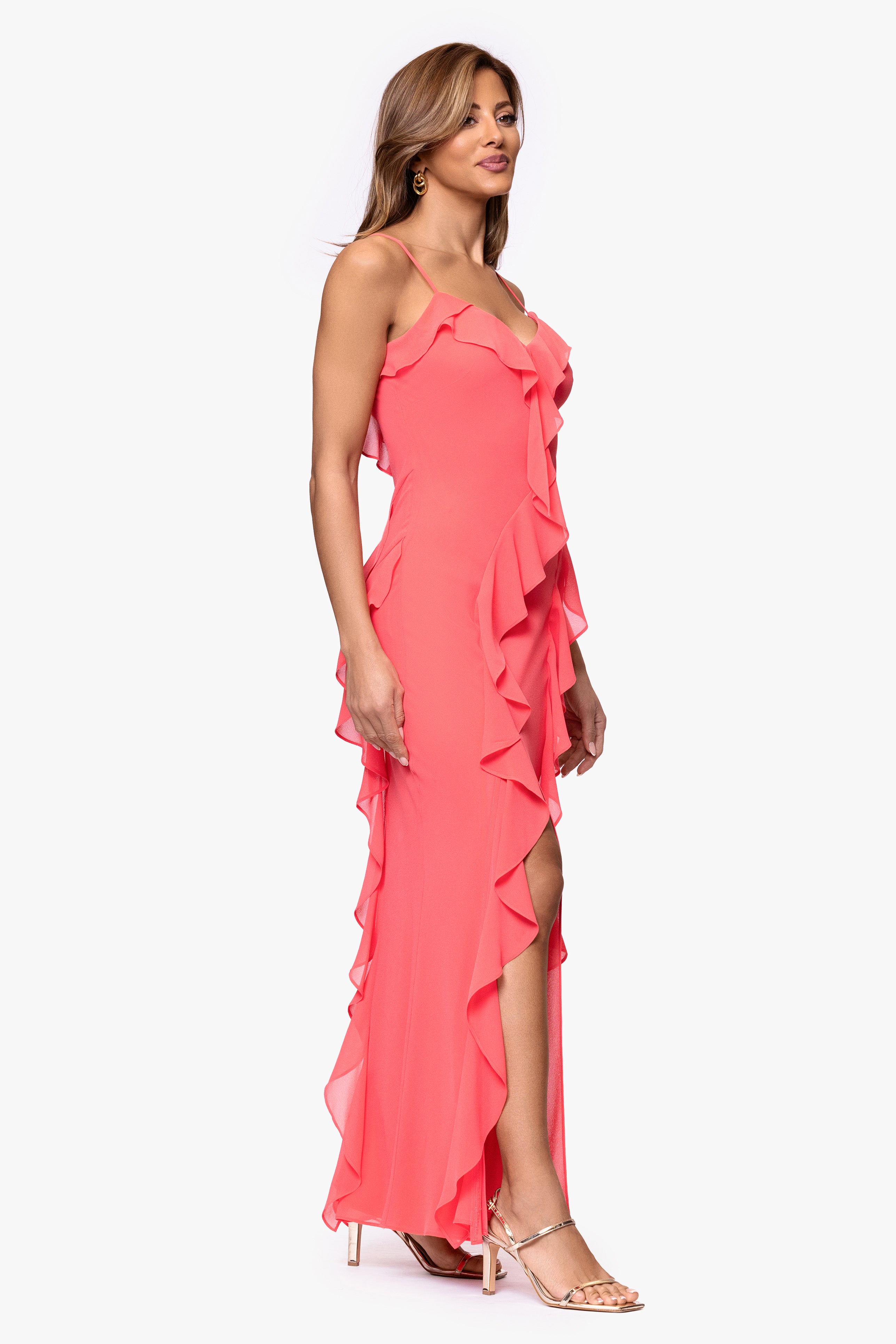 Petite "Summer" Chiffon Ruffle Floor Length Dress