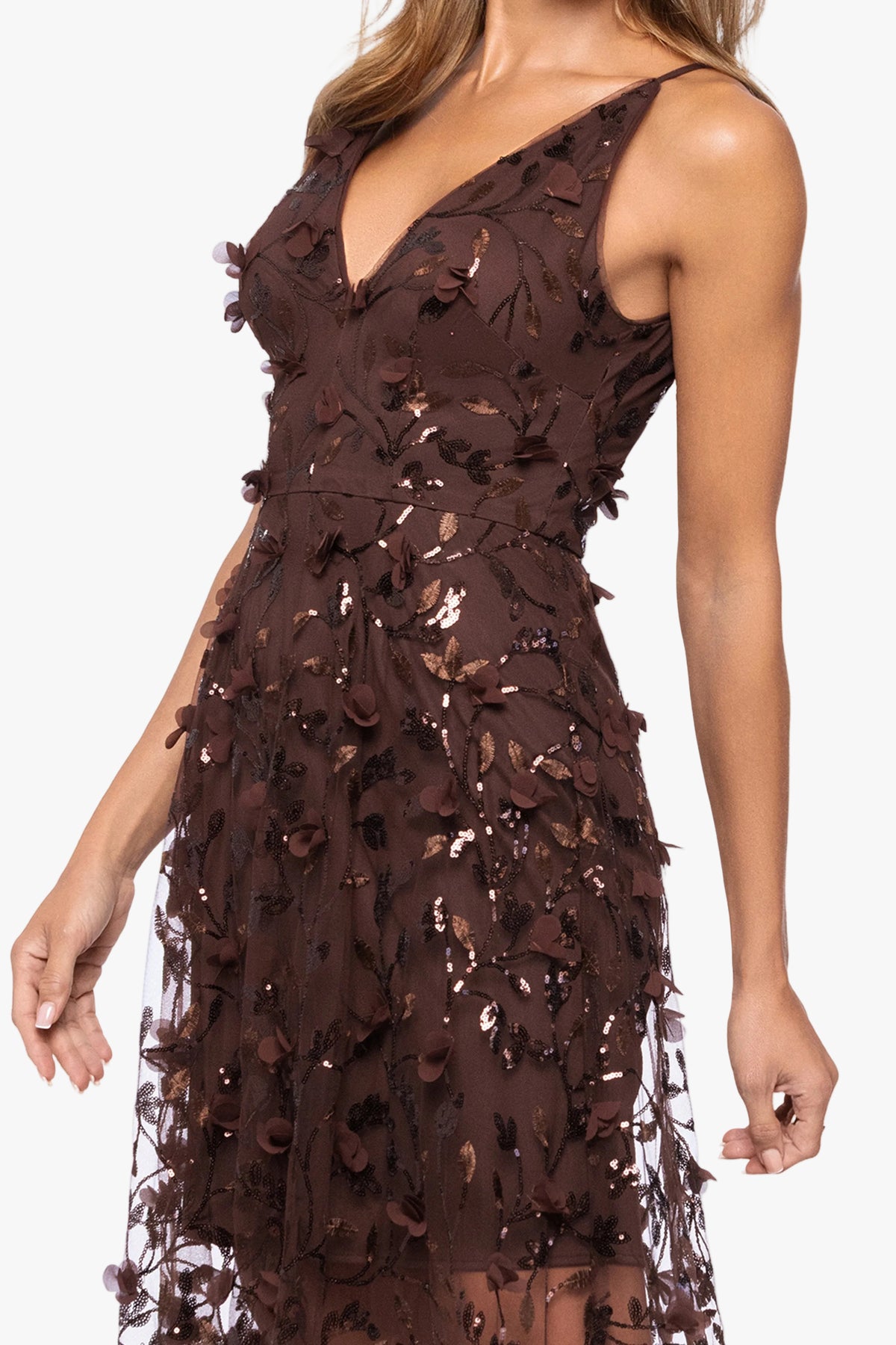 "Brielle" 3D Flower Embellished & Sequin Dress