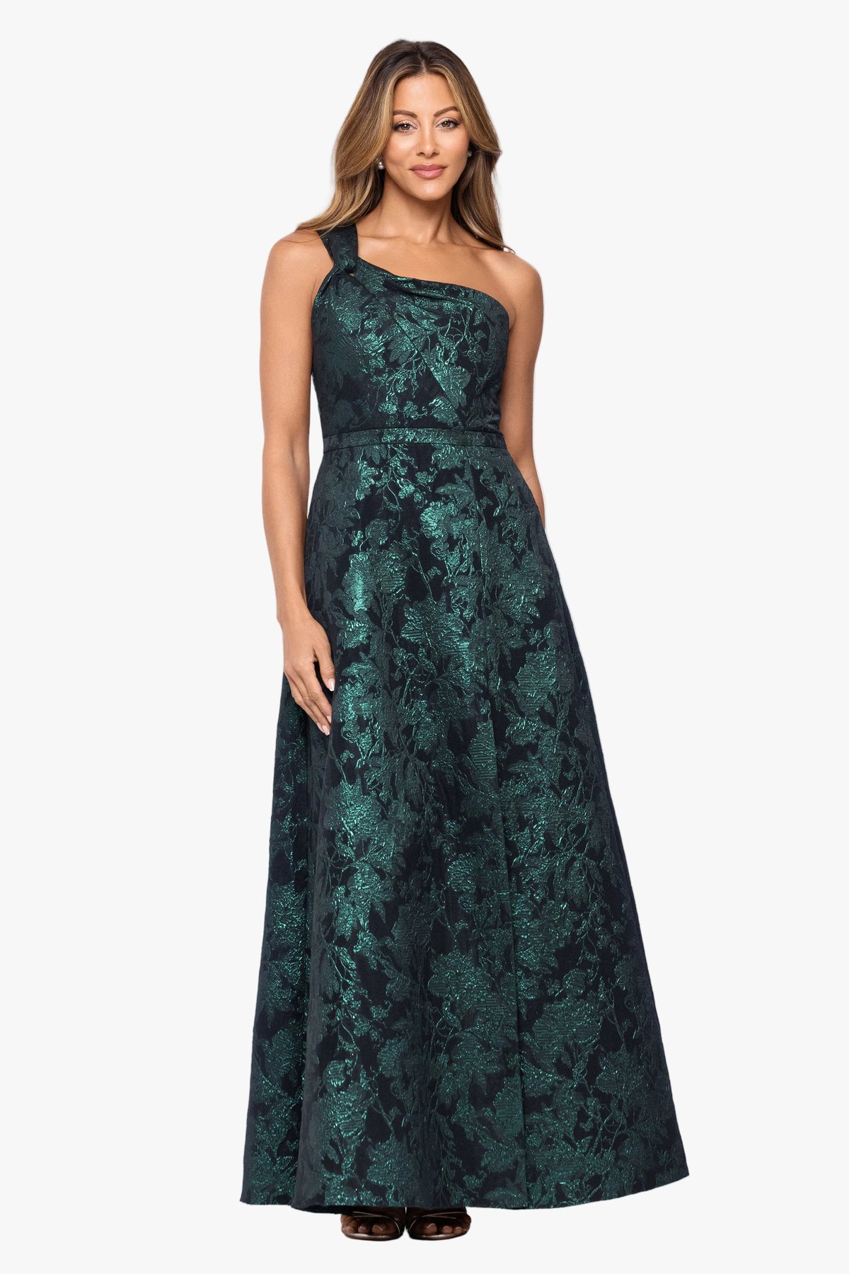 "Hadley" Brocade One Shoulder Ballgown