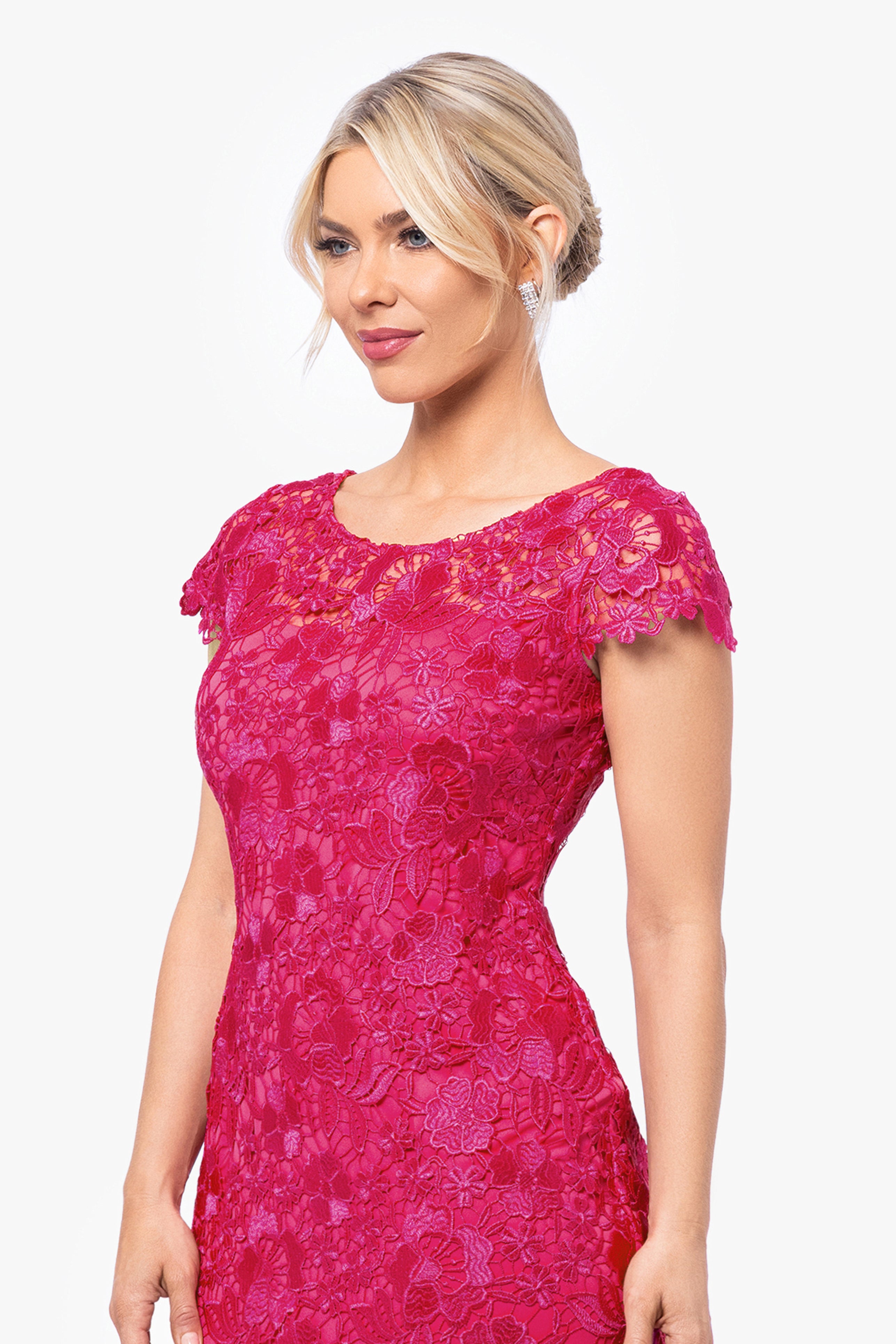 Xscape Lace Cap Sleeve Dress