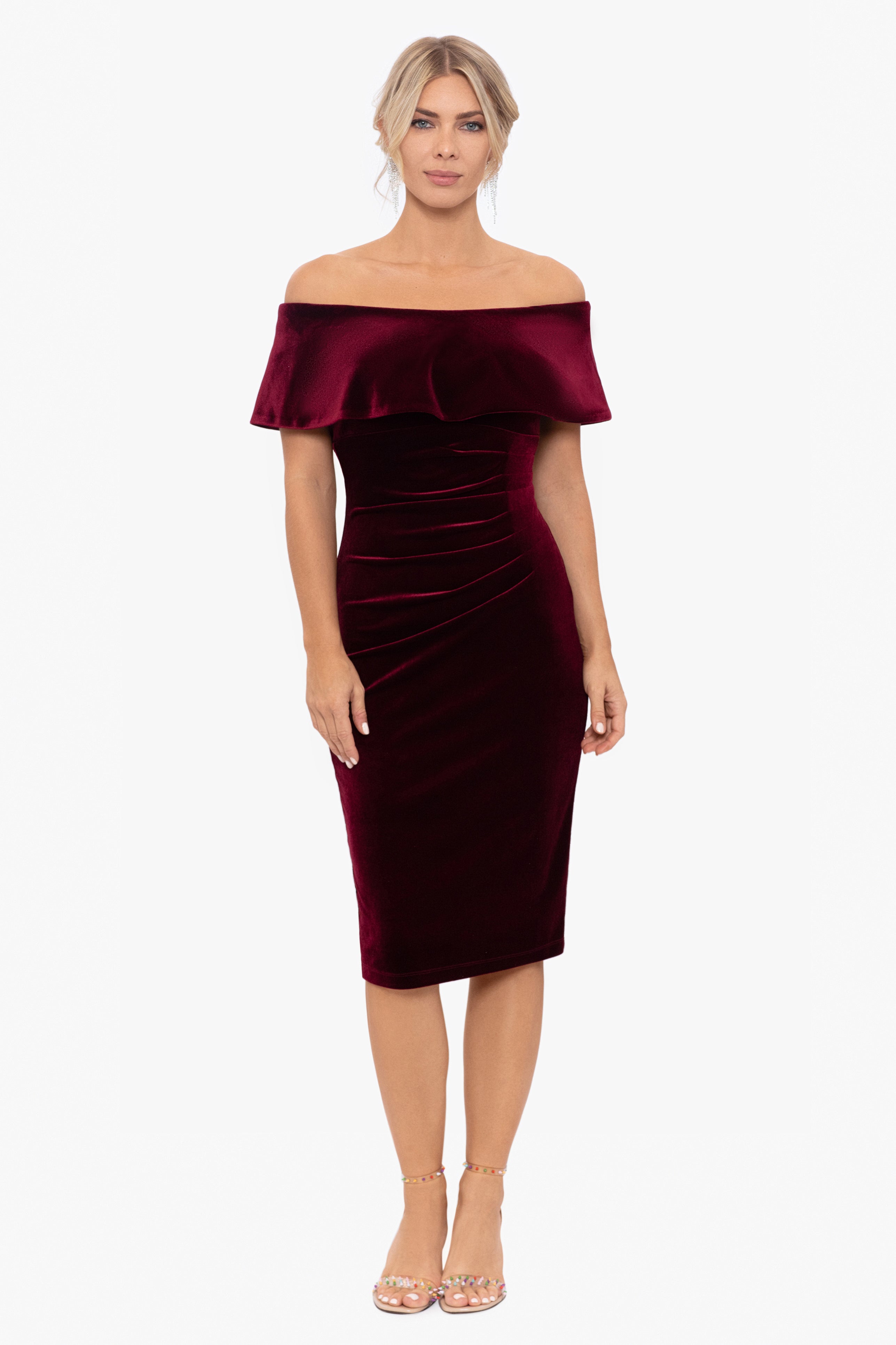 Miss Circle Size L Wedding Guest Off The Shoulder Velvet, 56% OFF