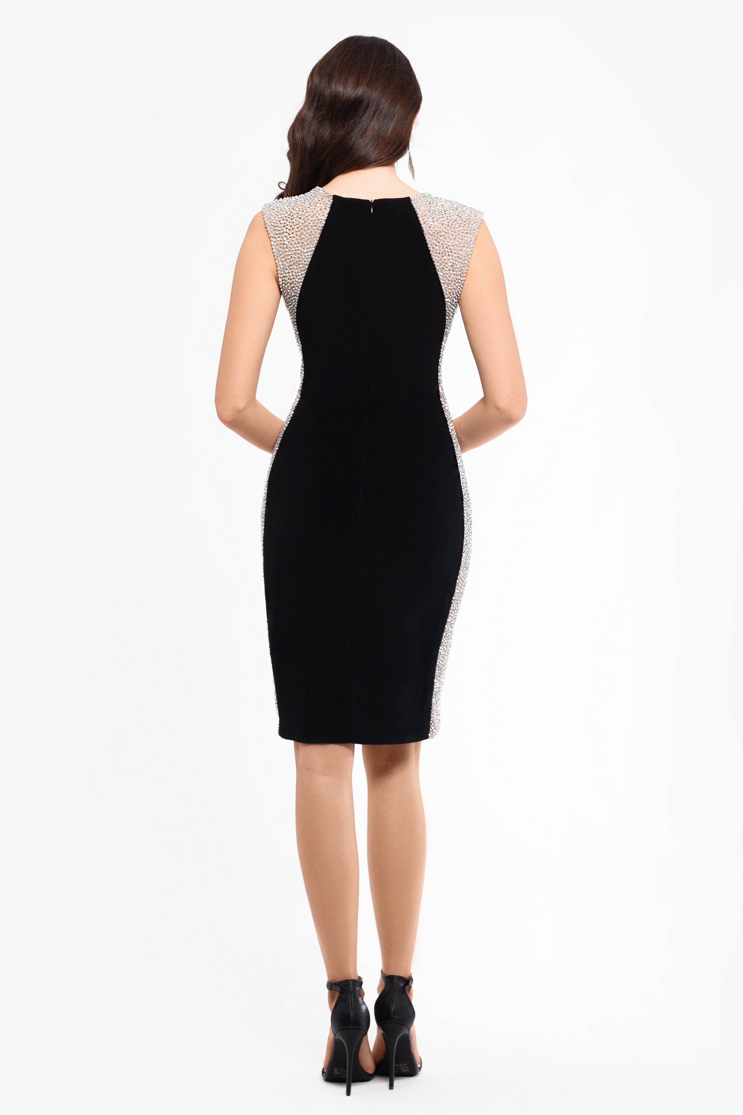 Petite "Kehlani" Short Jersey Knit Dress with Beaded Sides