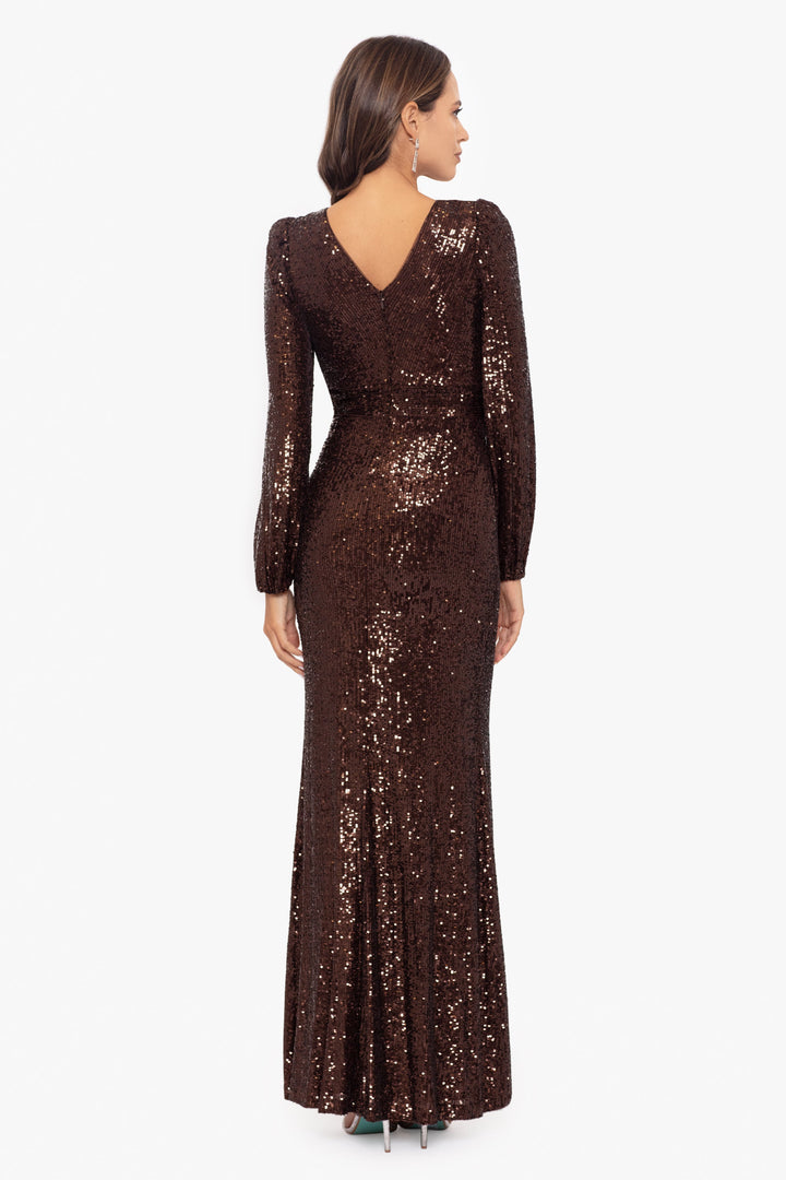 "Blaire" Long Sleeve Floor Length Sequin Gown