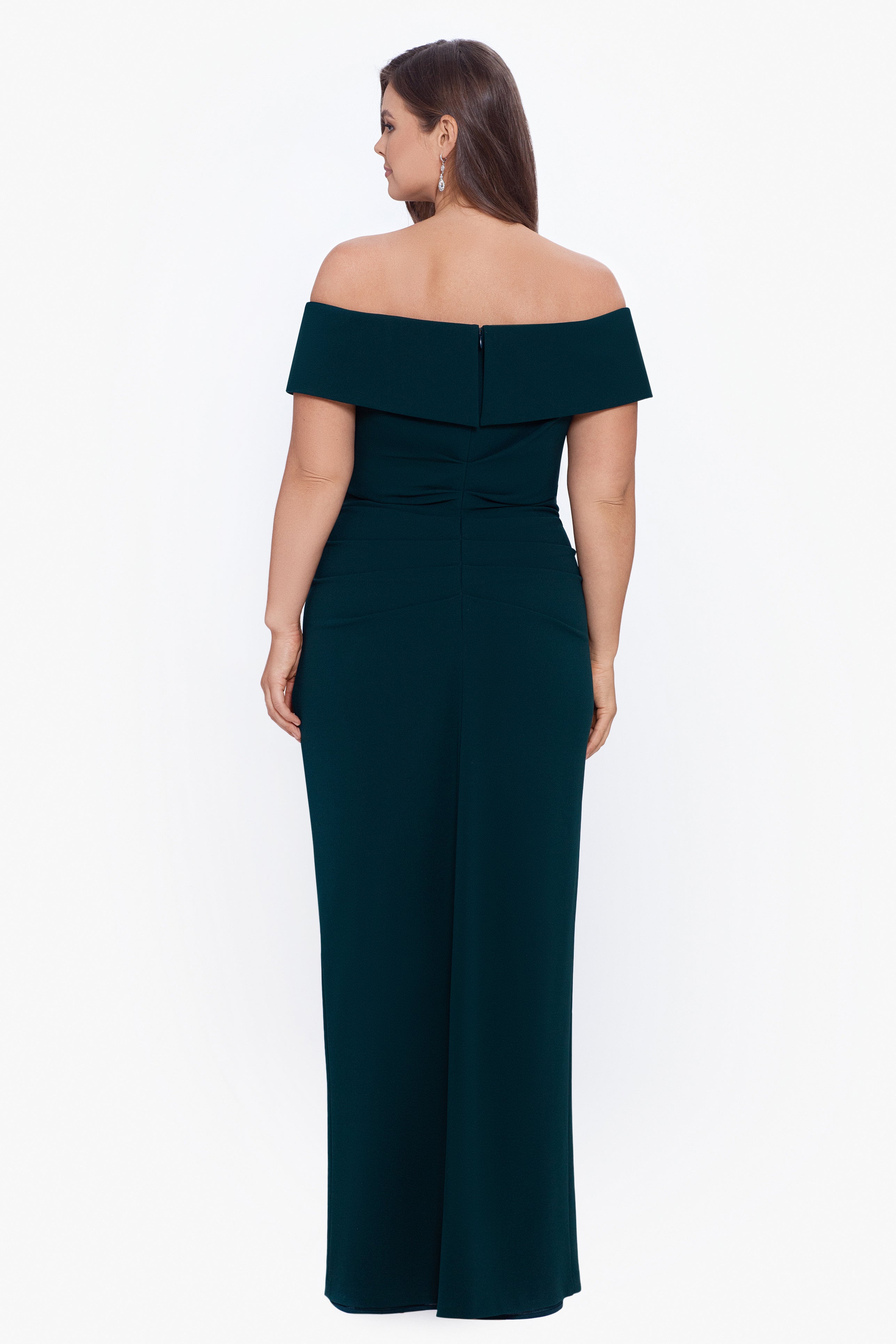 Plus "Camila" Long Off the Shoulder Slit Gown