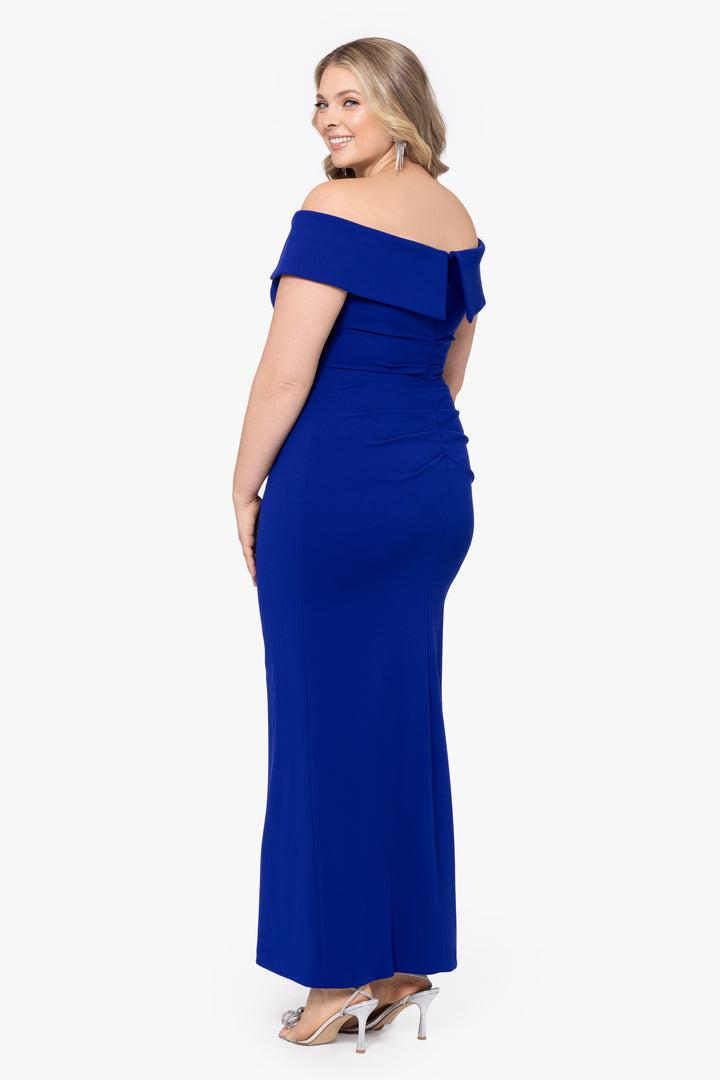 Plus "Camila" Long Off the Shoulder Slit Gown