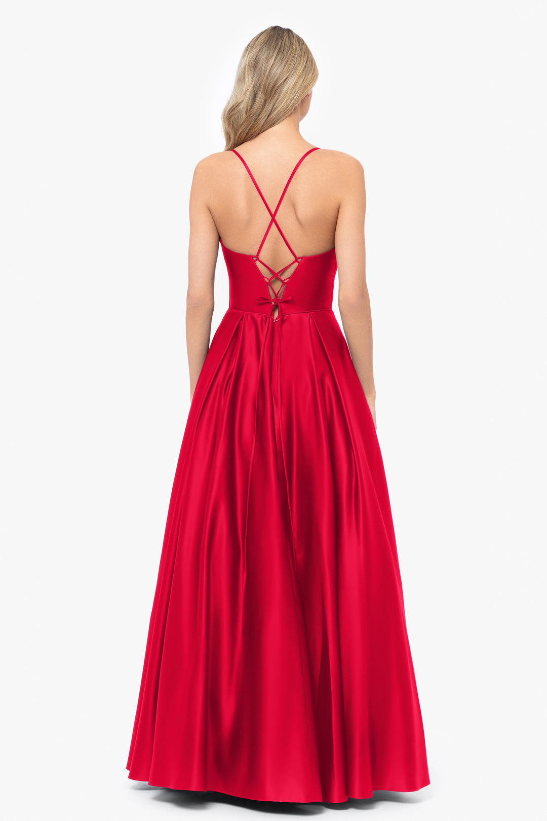 "Liza" Lamour Satin Draped Corset Tieback Gown