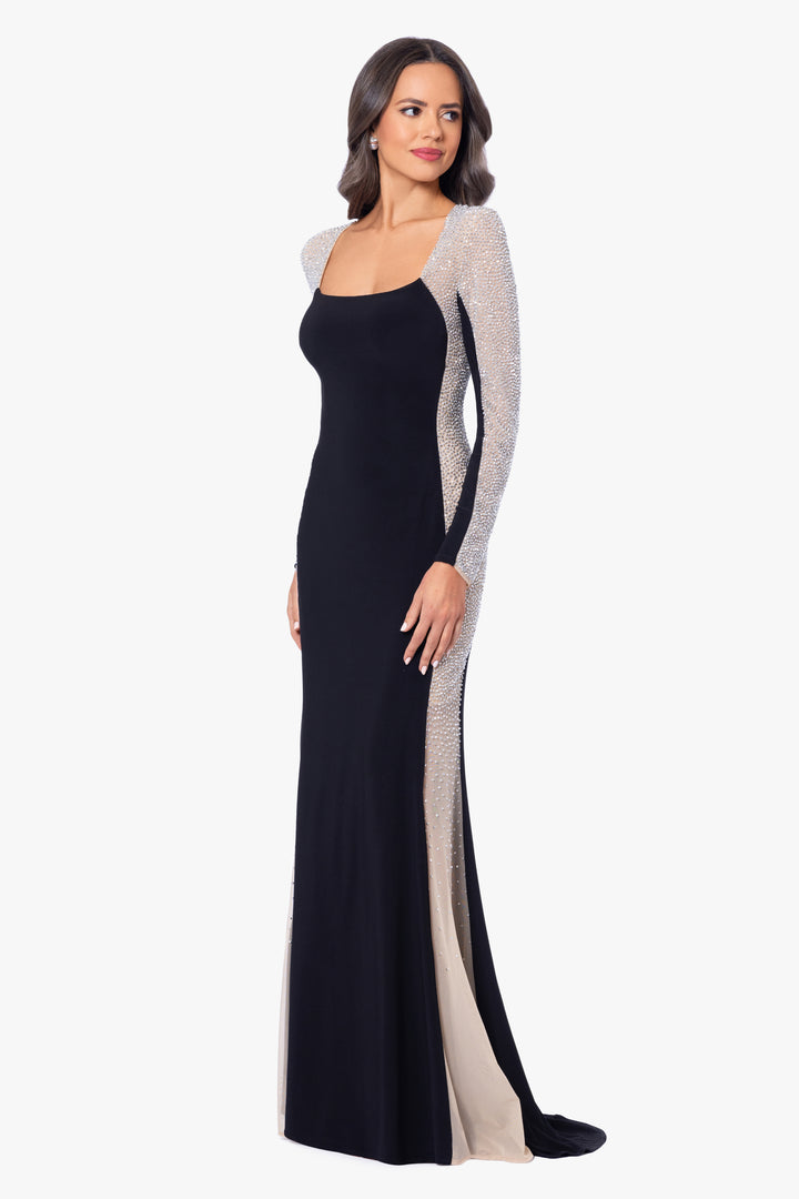 Petite "Jillian" Long Sleeve Caviar Dress