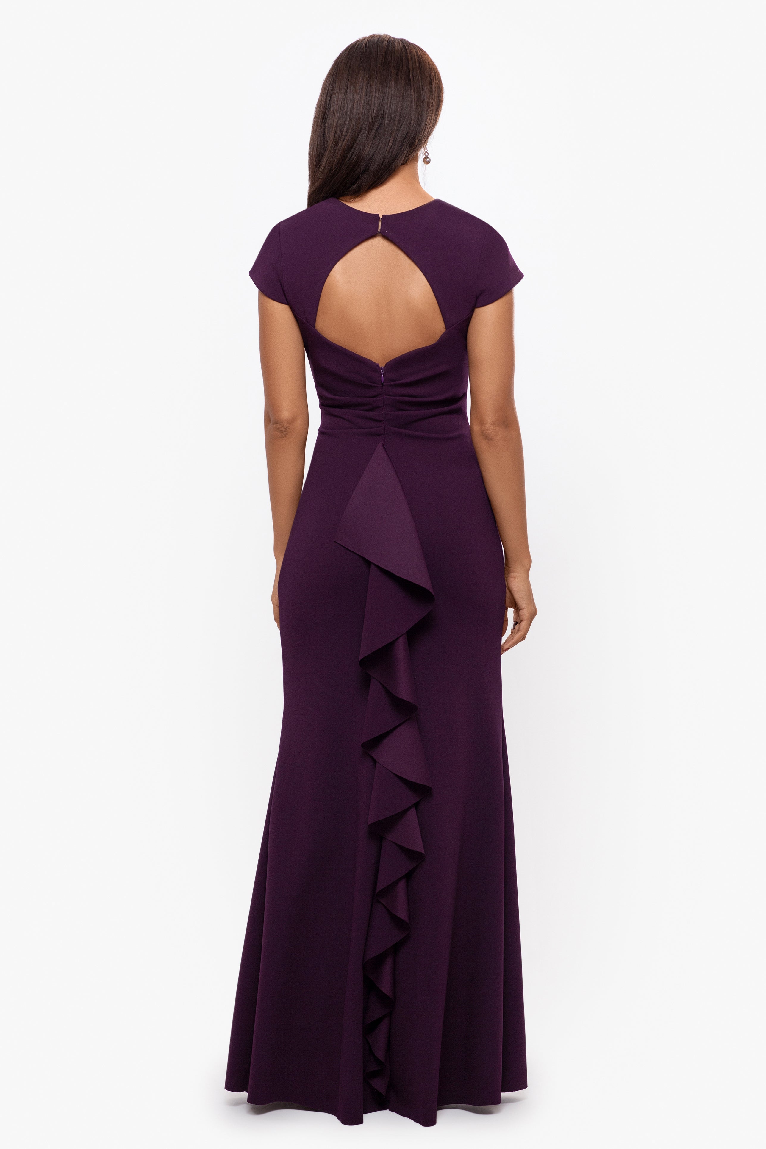 "Callie" Scuba Crepe Ruffle Back Dress