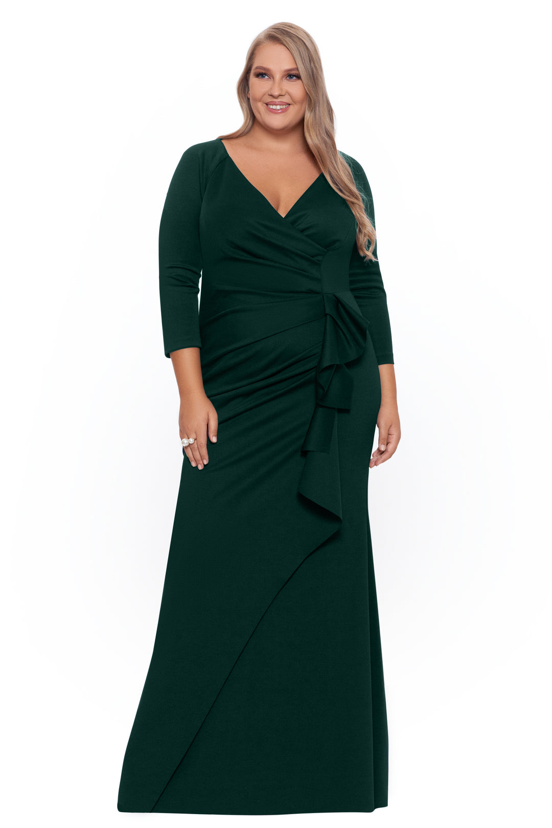 Plus "Lexi" Long Long Sleeve Scuba Ruched Side Dress