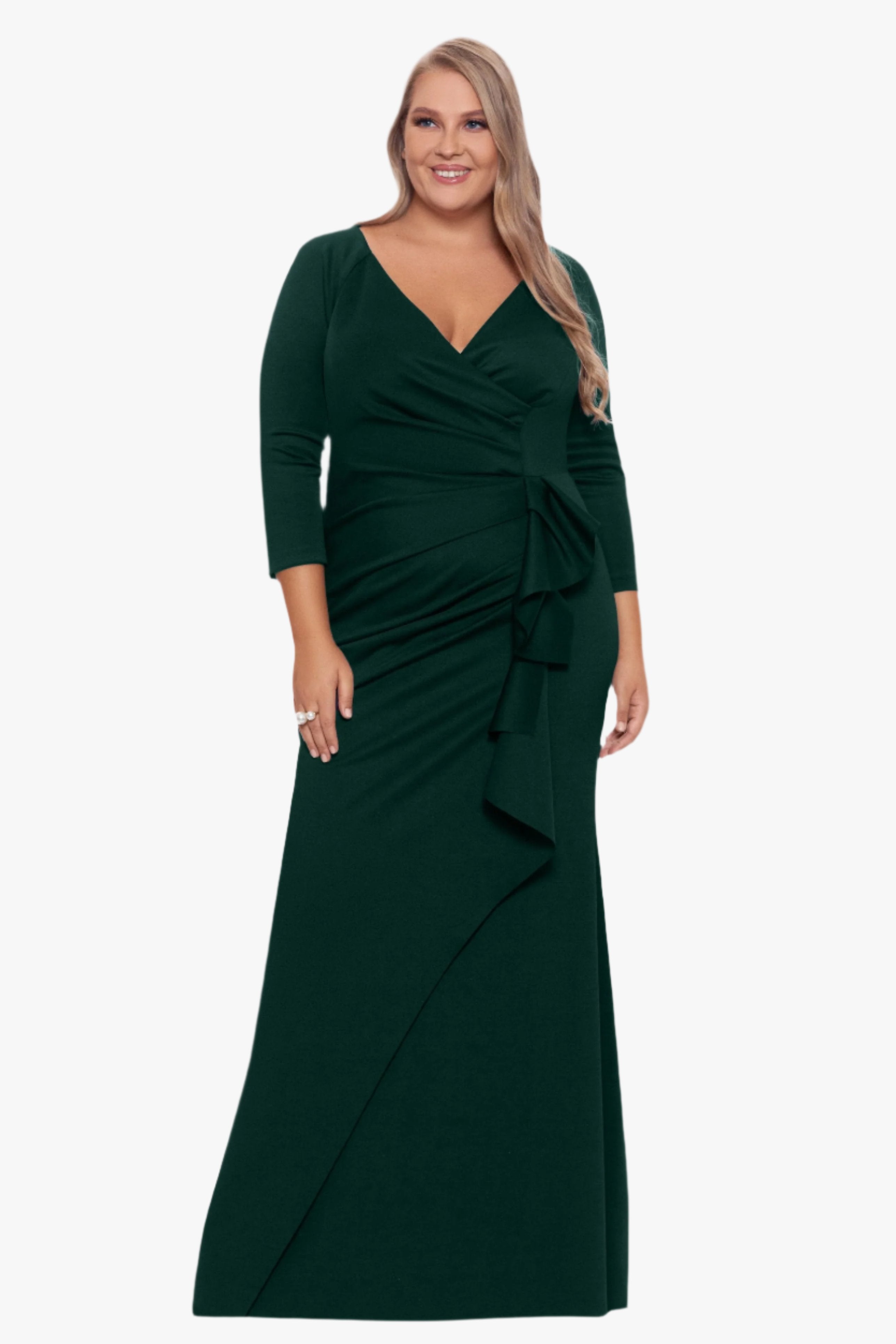 Plus "Lexi" Long Long Sleeve Scuba Ruched Side Dress