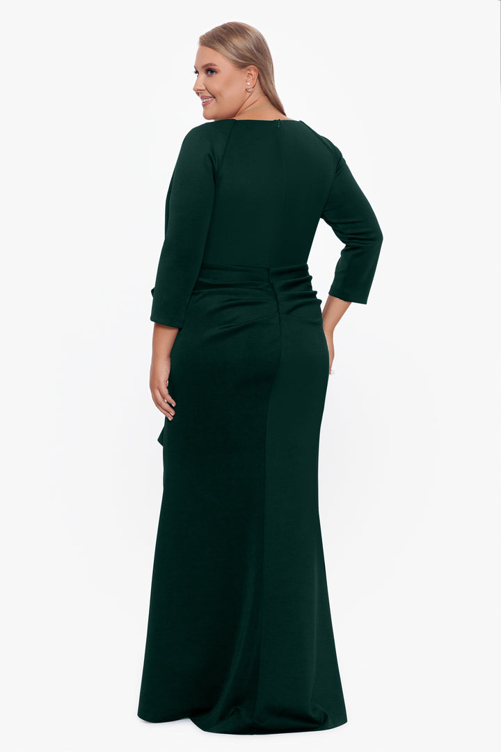 Plus "Lexi" Long Long Sleeve Scuba Ruched Side Dress