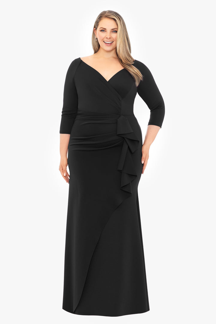 Plus "Lexi" Long Long Sleeve Scuba Ruched Side Dress