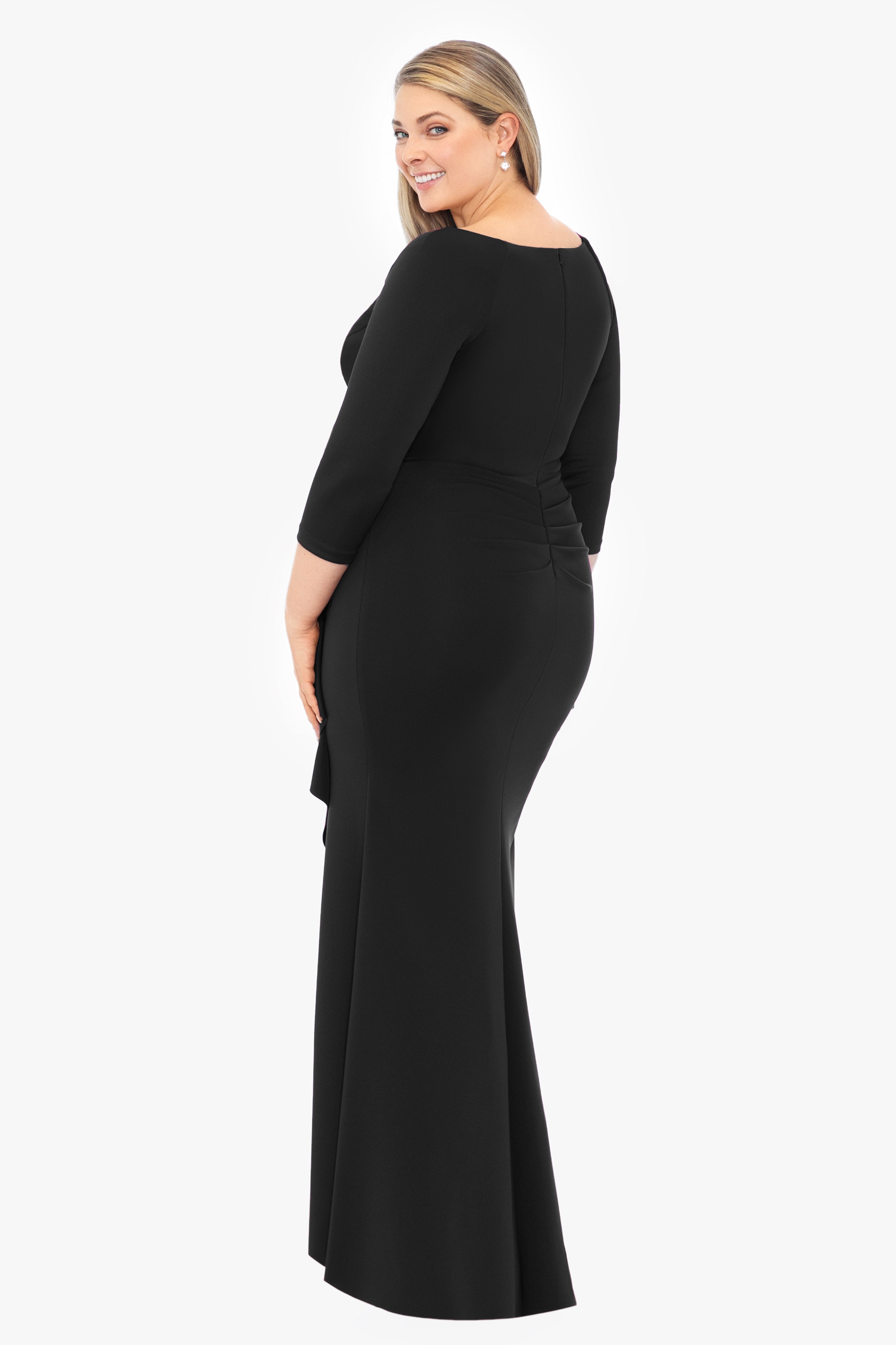 Plus "Lexi" Long Long Sleeve Scuba Ruched Side Dress