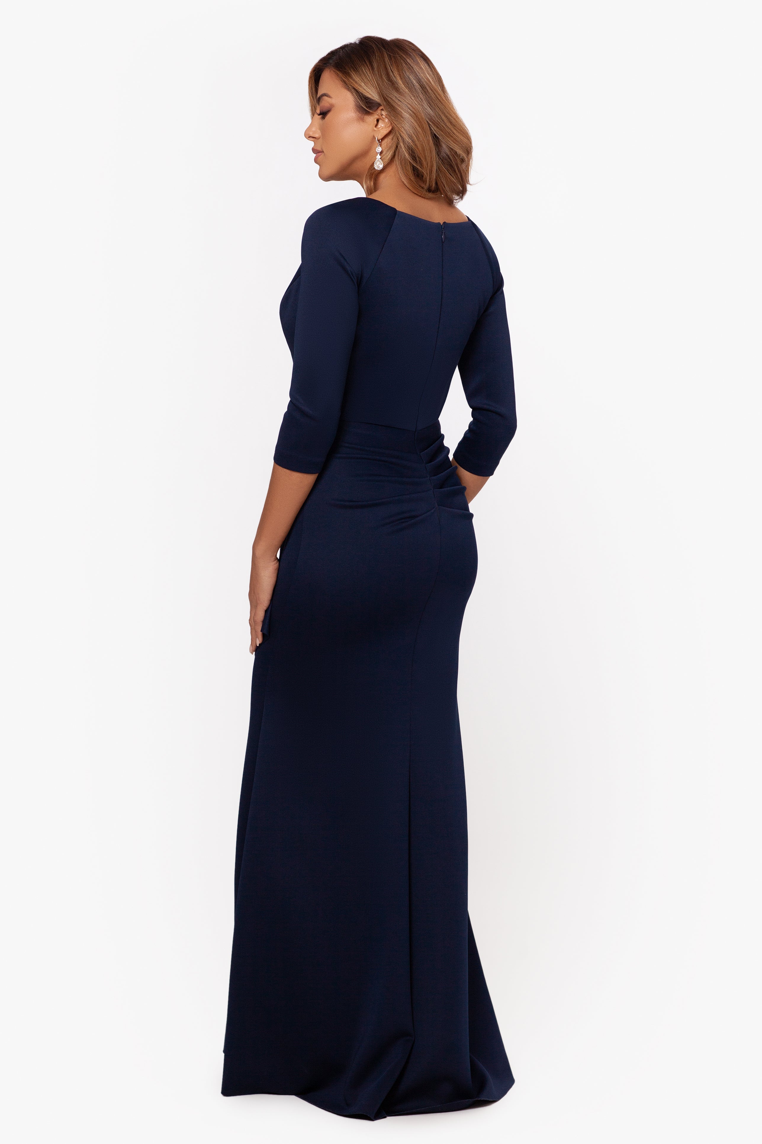 "Lexi" Long Sleeve Scuba Ruched Side Dress