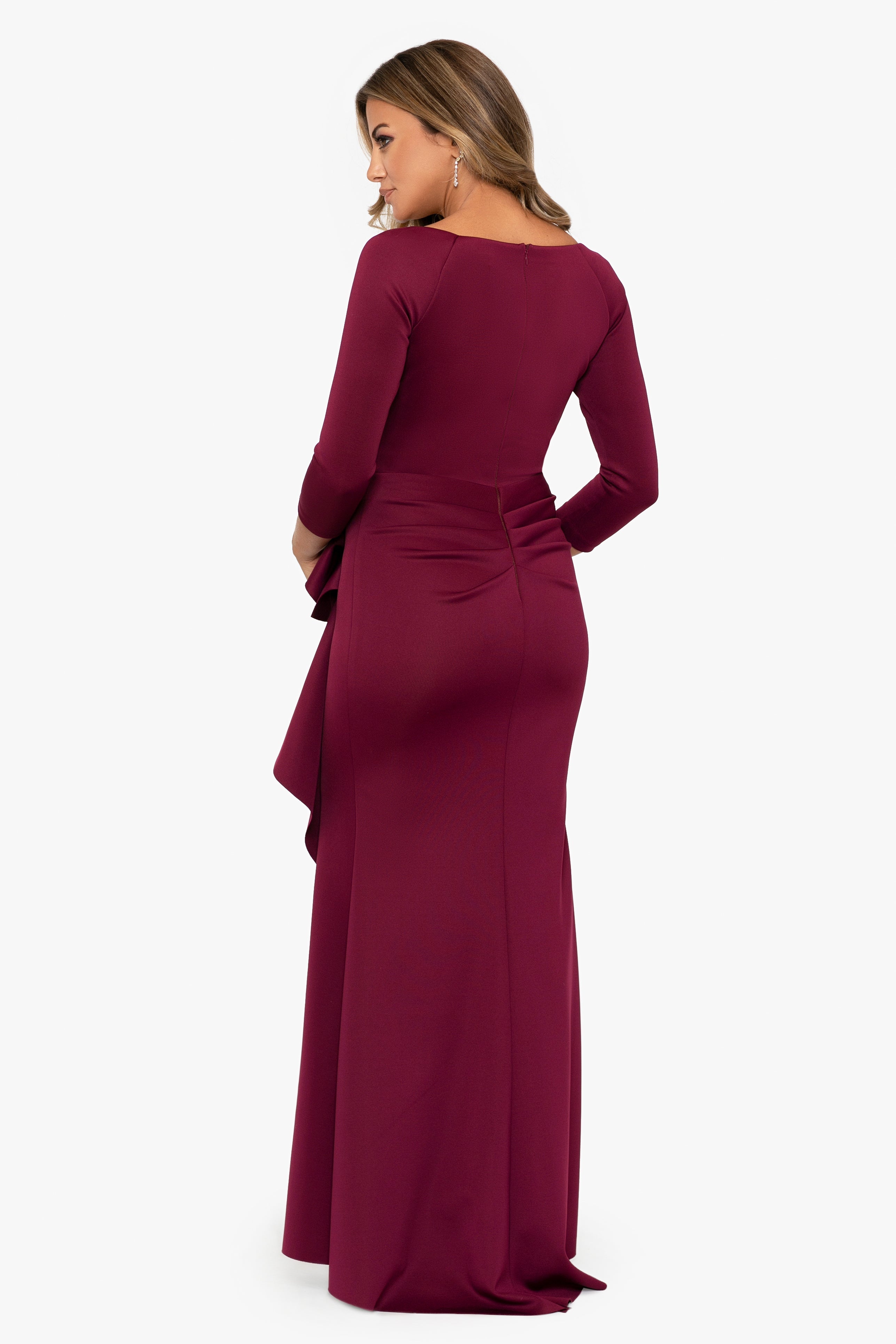 "Lexi" Long Sleeve Scuba Ruched Side Dress