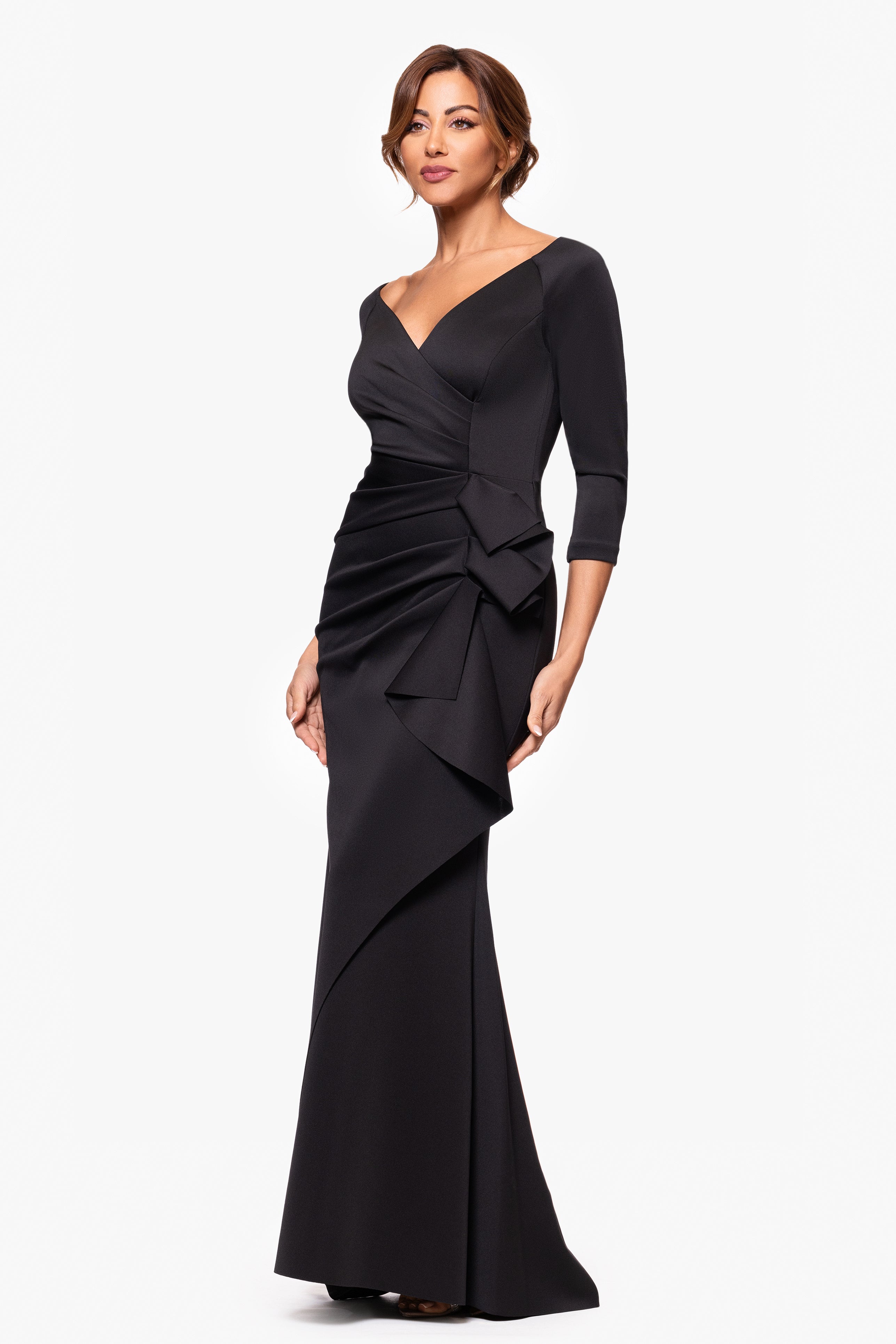 Lexi Long Sleeve Scuba Ruched Side Dress - Midnight / 8 Lexi Long Sleeve Scuba Ruched Side Dress - Midnight / 8