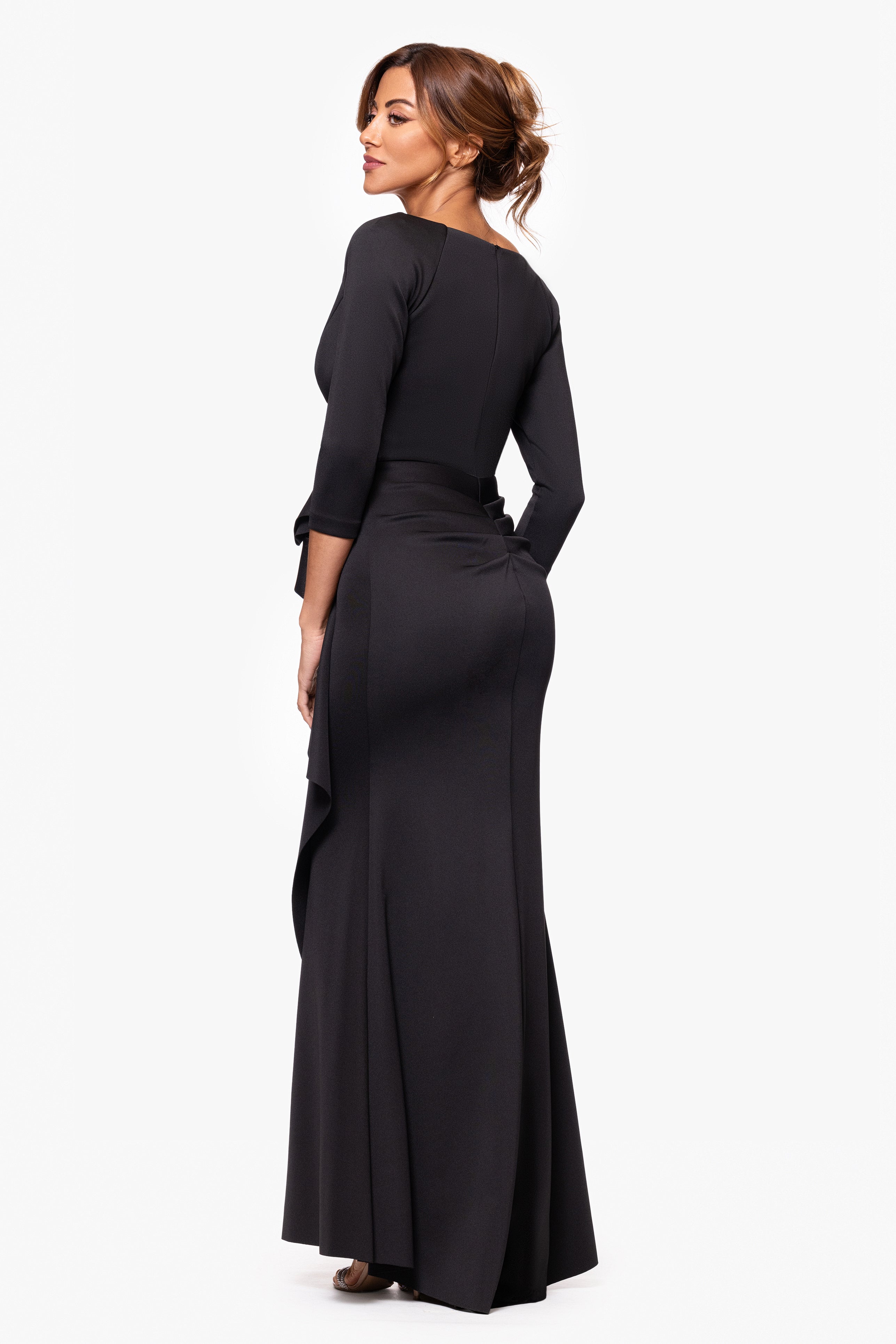Lexi Long Sleeve Scuba Ruched Side Dress - Midnight / 8 Lexi Long Sleeve Scuba Ruched Side Dress - Midnight / 8