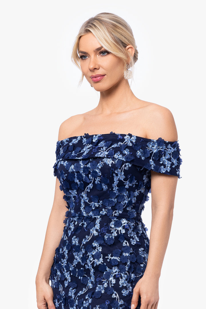 "Brynlee" Midi Raise Flower Off the Shoulder Dress