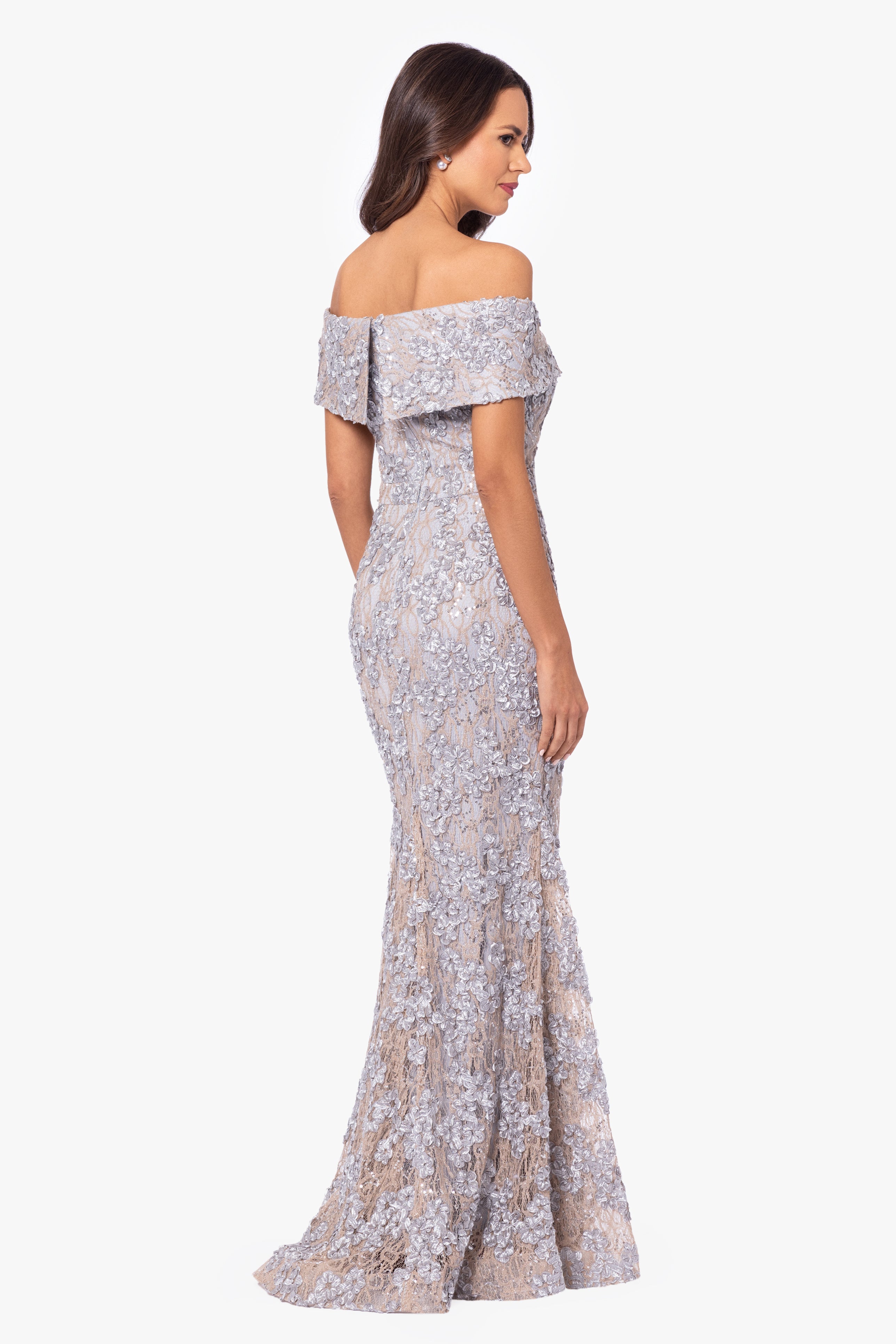 "Jill" Off The Shoulder Long Lace Dress