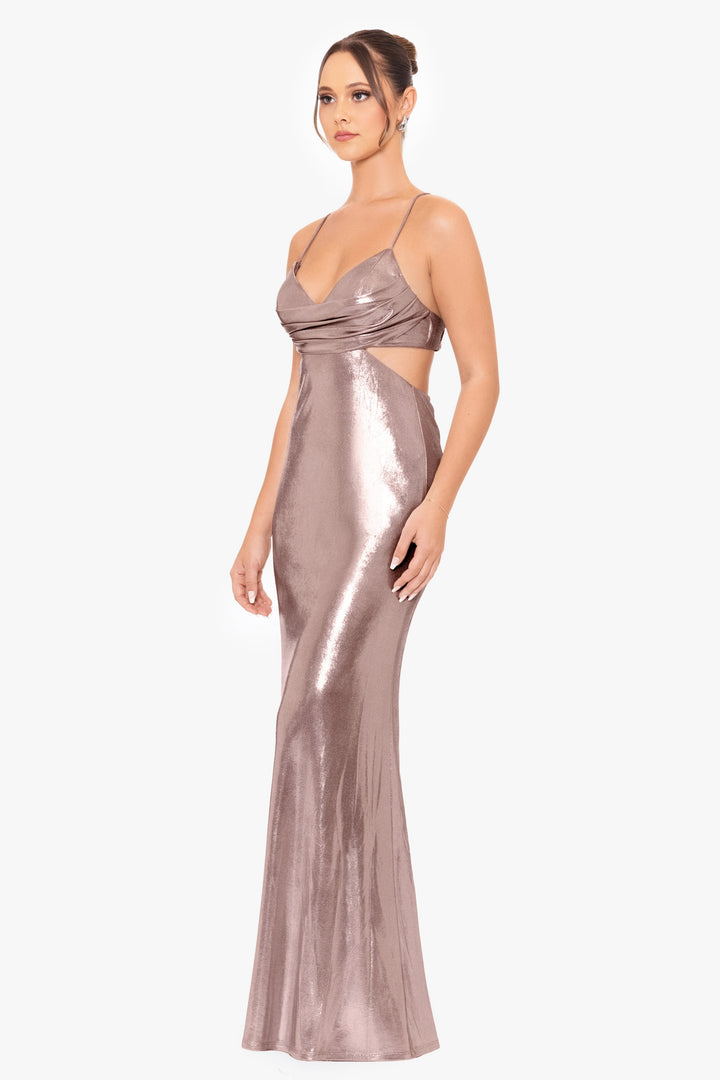 "Livy" Metallic Backless Gown