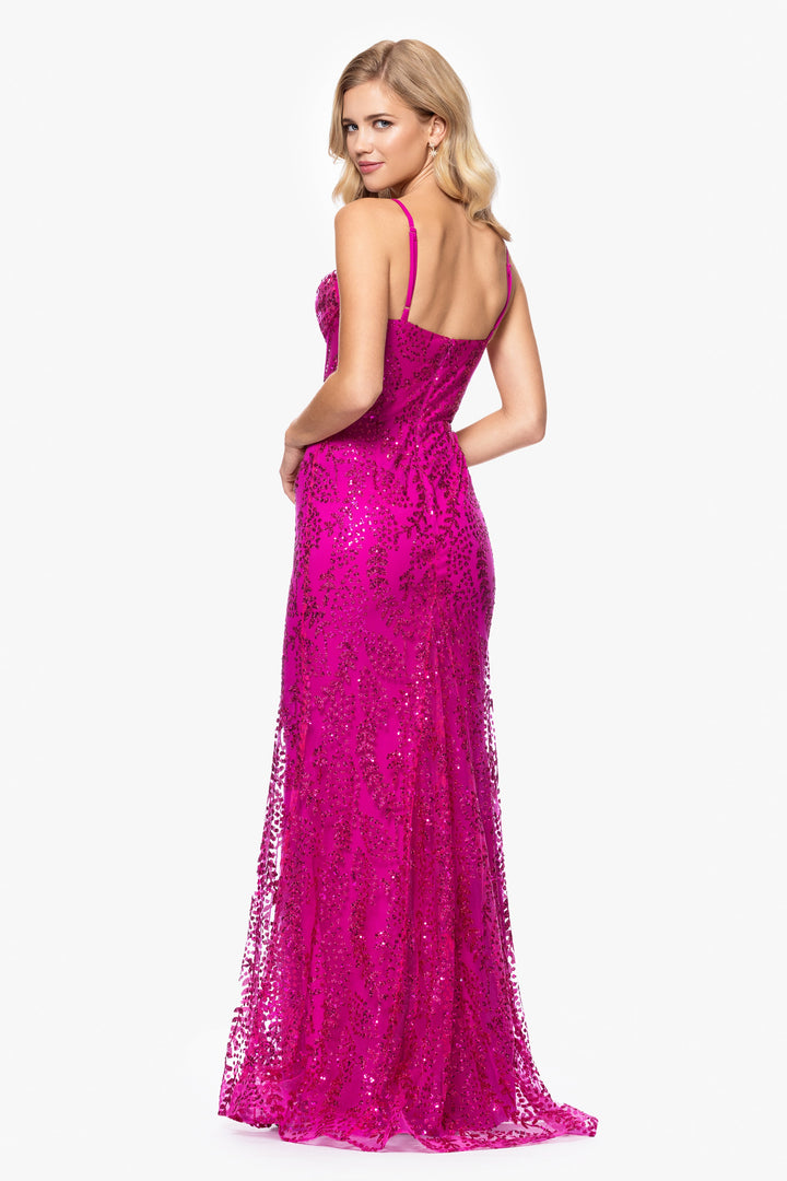 "Marissa" Long Glitter Mesh Lace Up Back Gown (Copy)