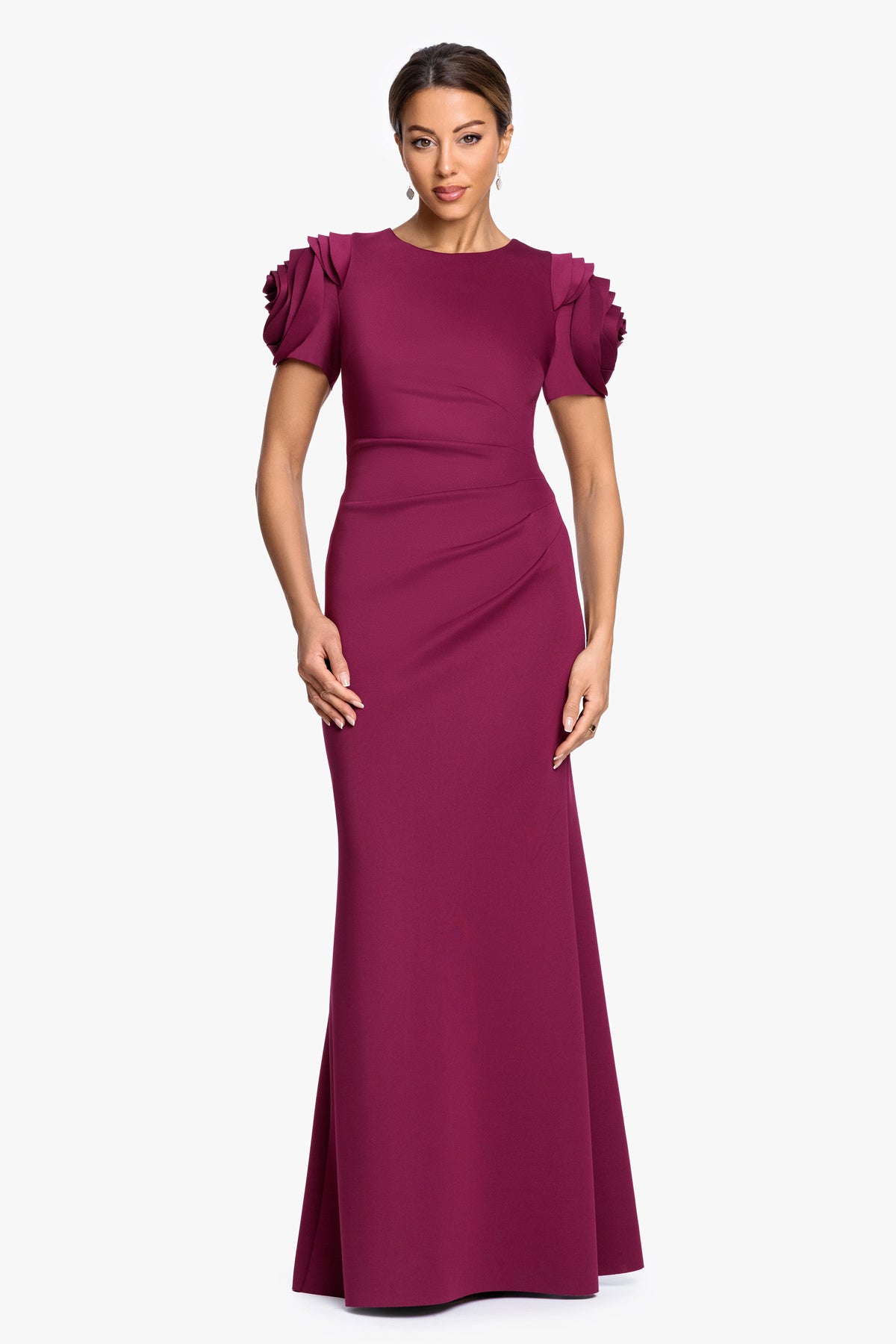 "Cami" Techno Scuba With Flower Shoulder Dress