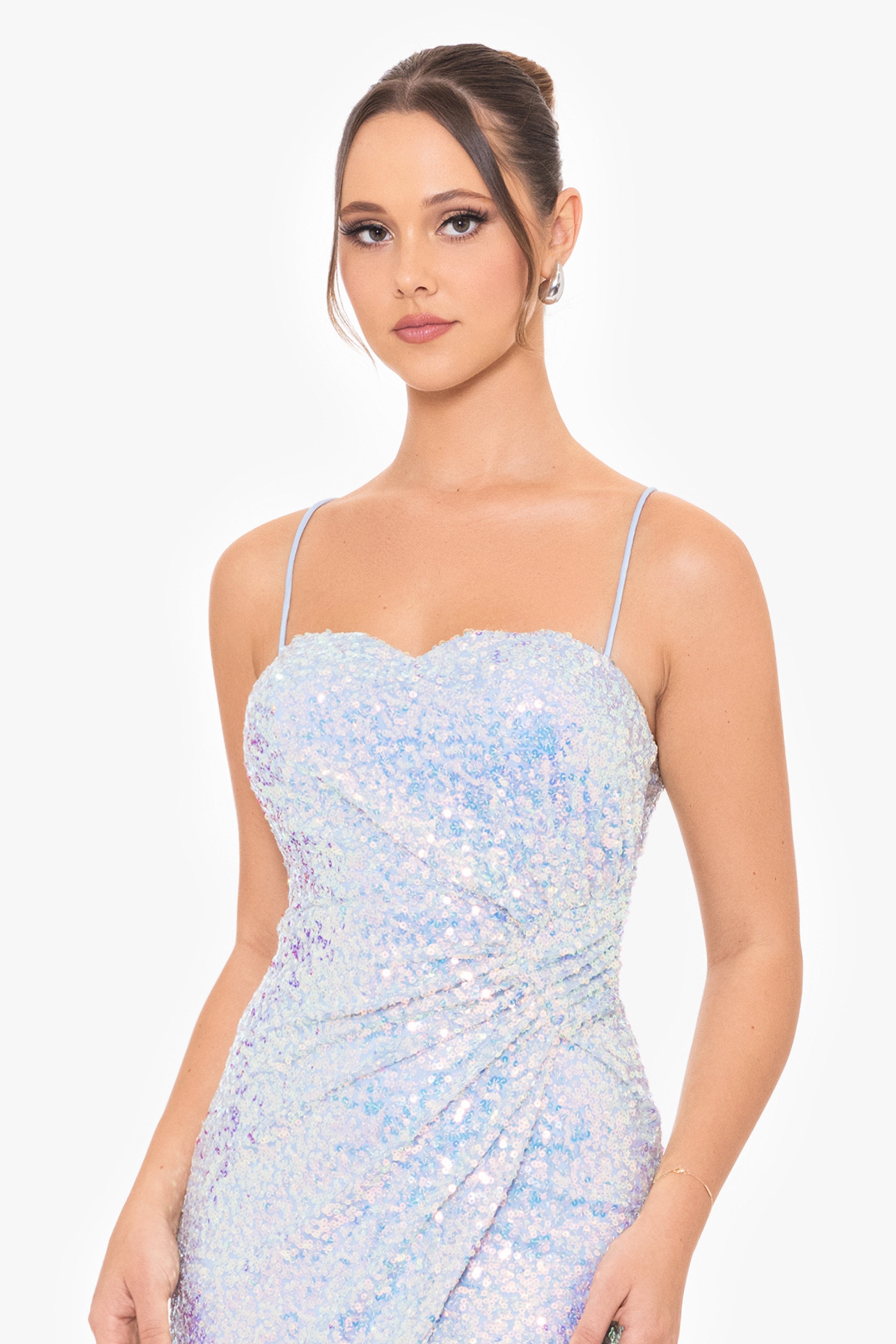 Fashion iridescent sequin dress long