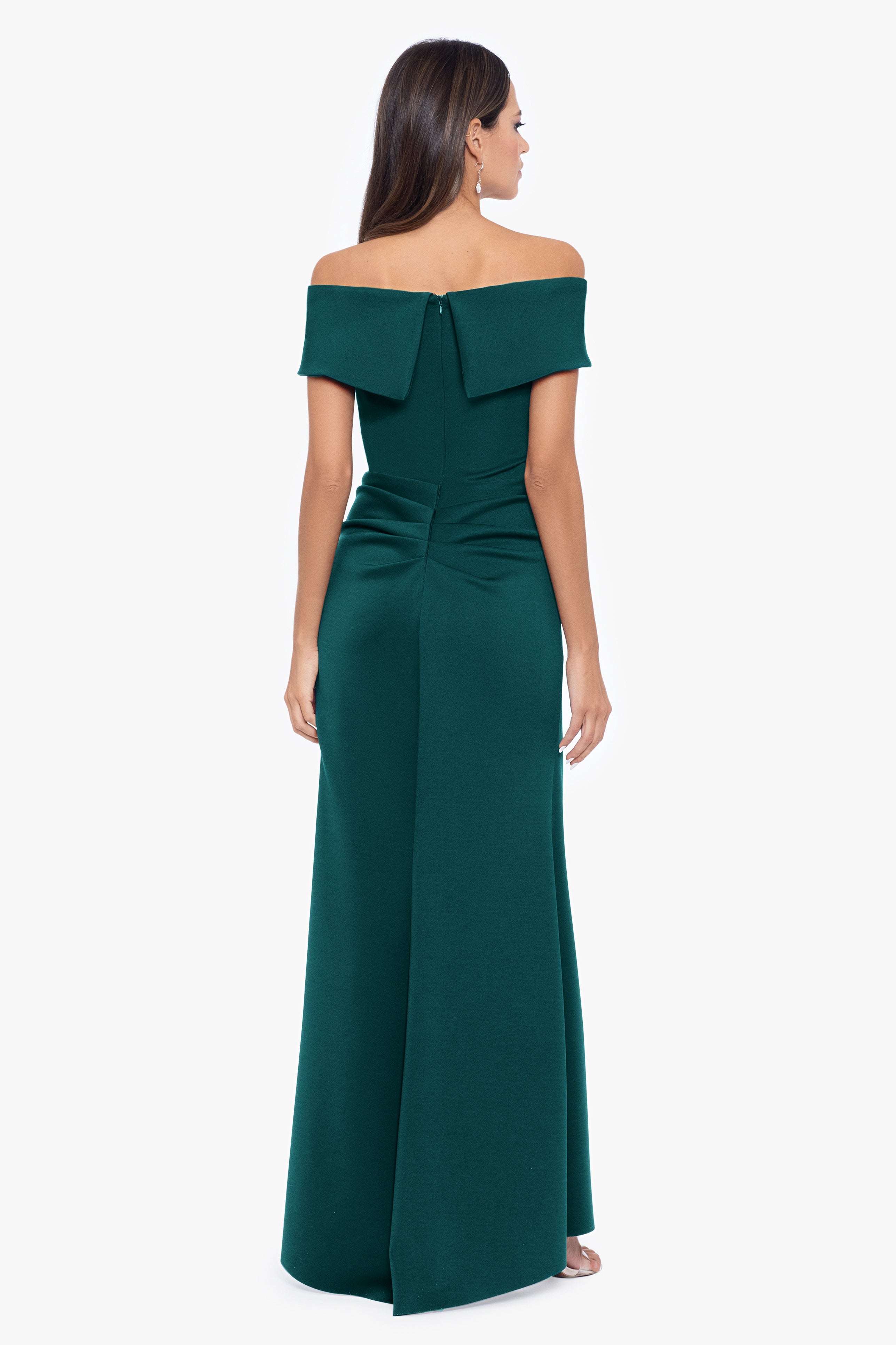 "Patti" Long Off the Shoulder Scuba Crepe Dress