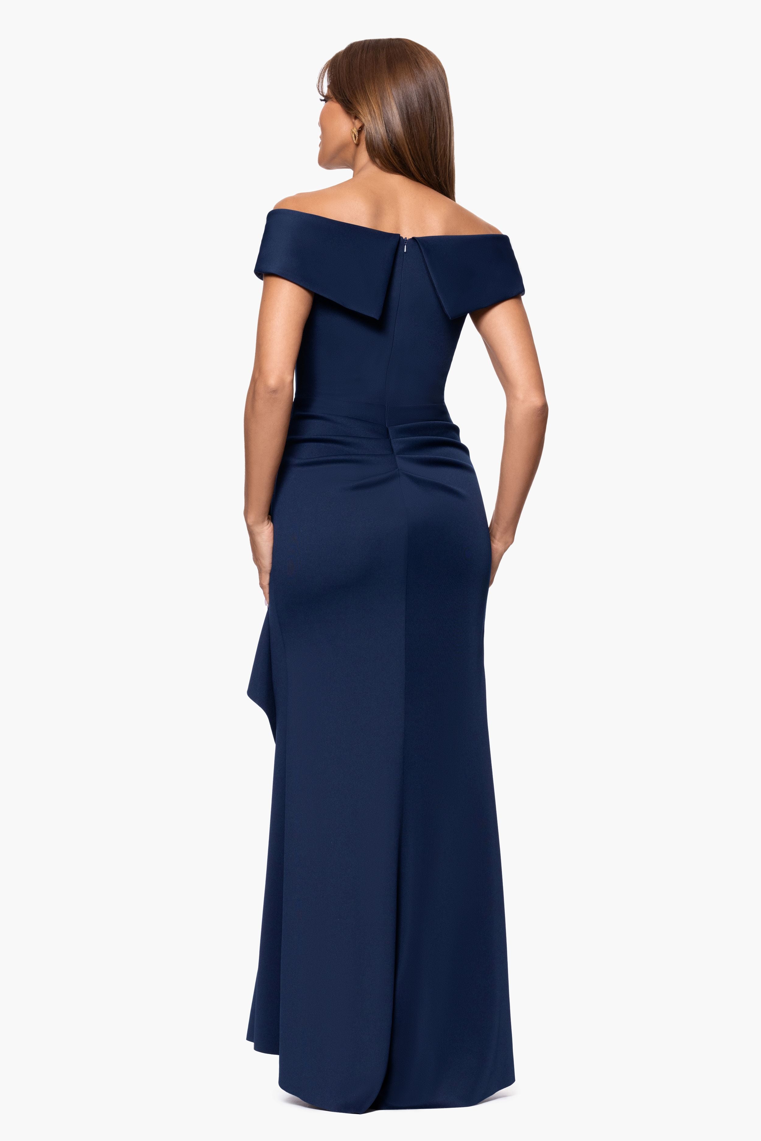 "Patti" Techno Scuba Off The Shoulder Dress